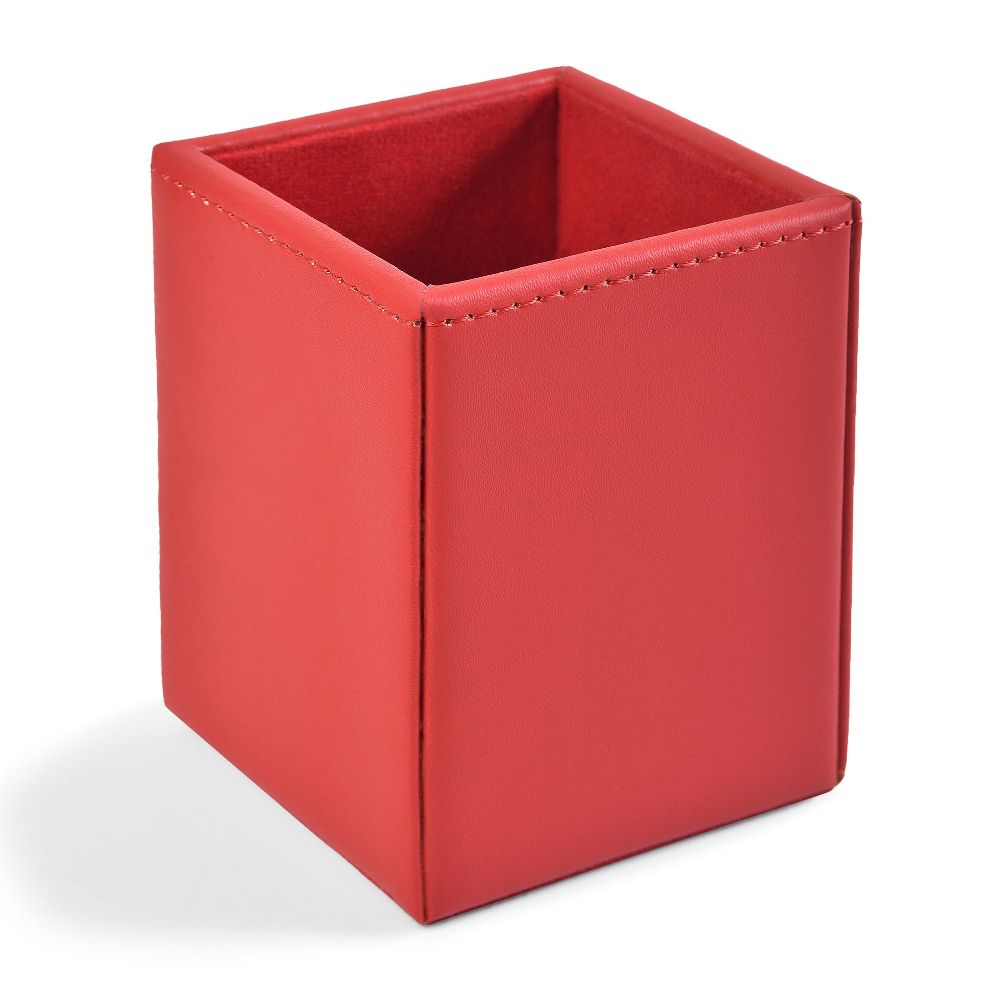 Red Bonded Leather Pencil Cup