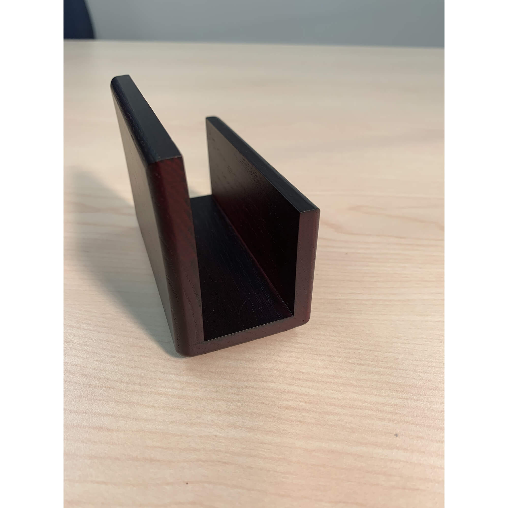 Mahogany (Rosewood) & Black Leather Business Card Holder