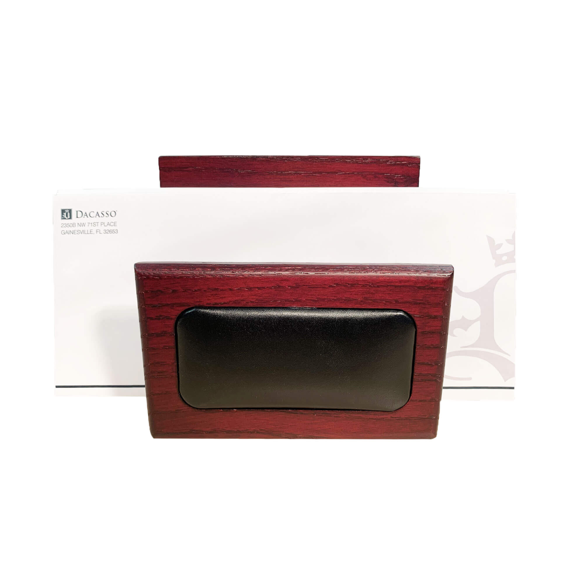 Mahogany (Rosewood) & Black Leather Letter Holder