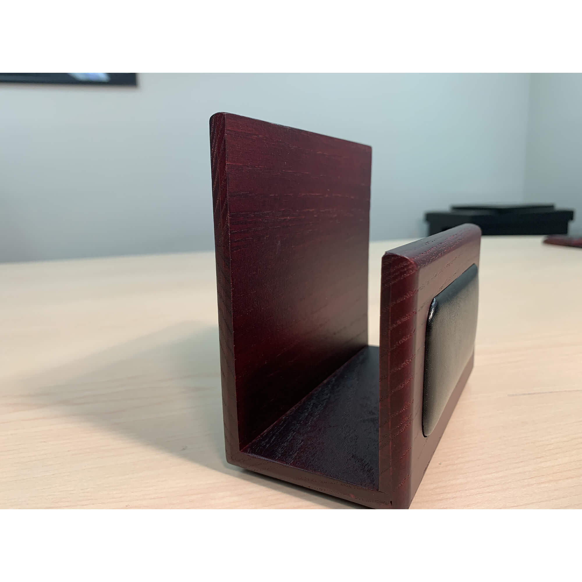 Mahogany (Rosewood) & Black Leather Letter Holder