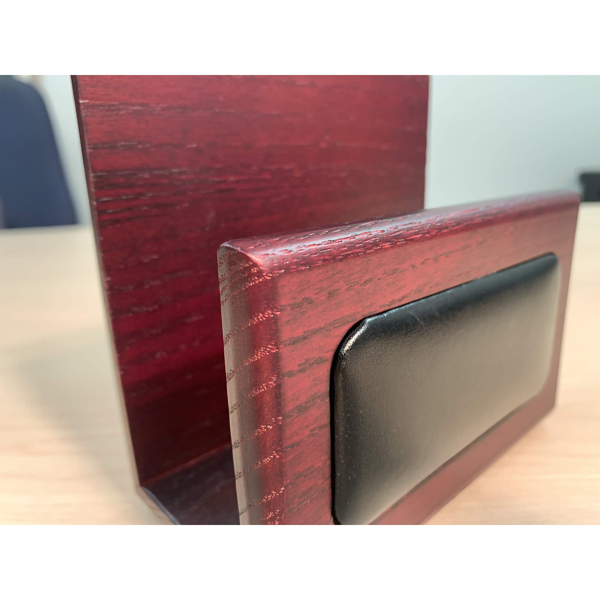 Mahogany (Rosewood) & Black Leather Letter Holder