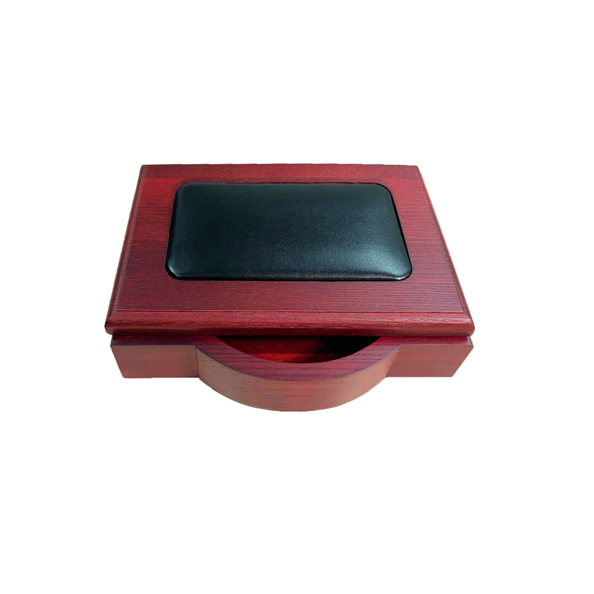 Mahogany (Rosewood) & Black Leather 4" x 6" Memo Holder