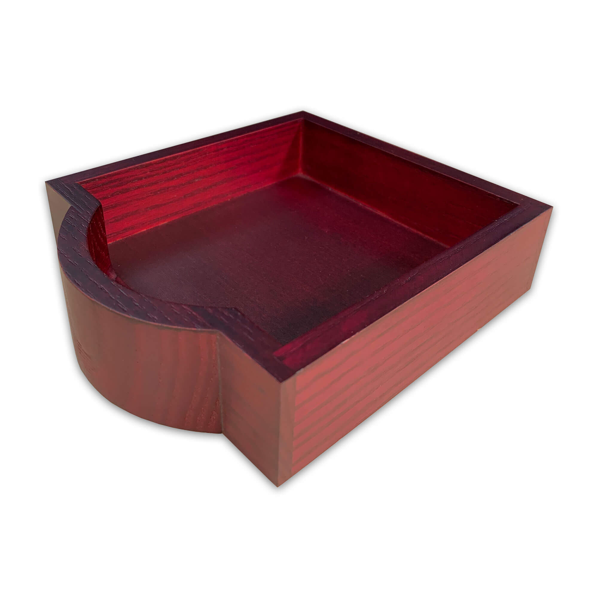 Mahogany (Rosewood) & Black Leather Square Coaster Set w/ Holder
