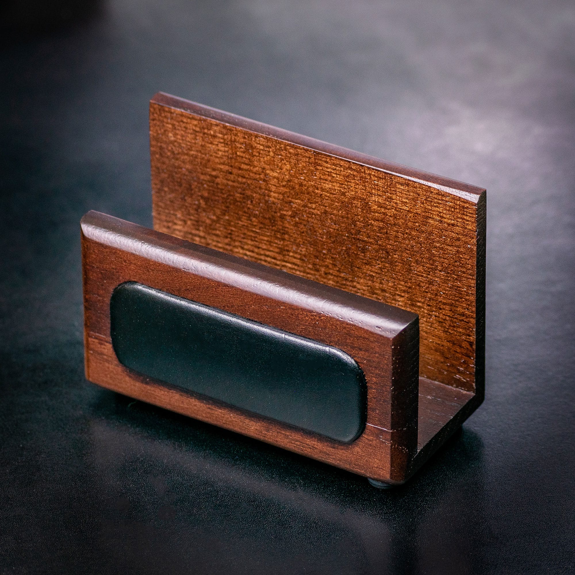 Walnut & Leather Business Card Holder