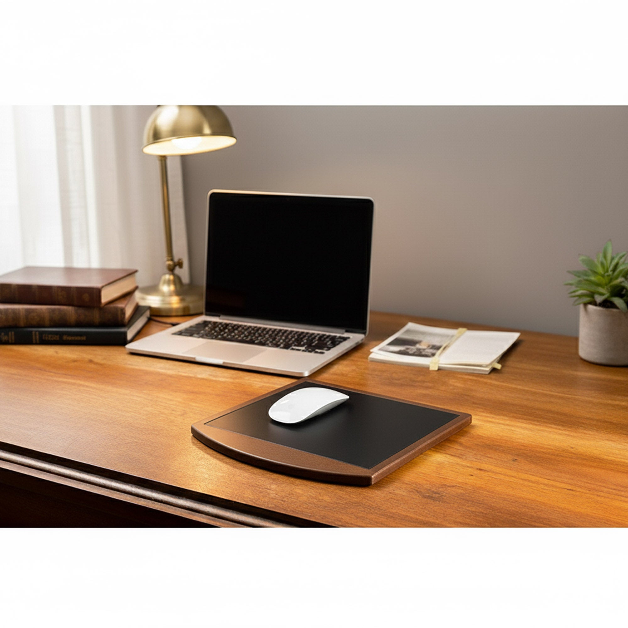 Walnut & Leather Mouse Pad