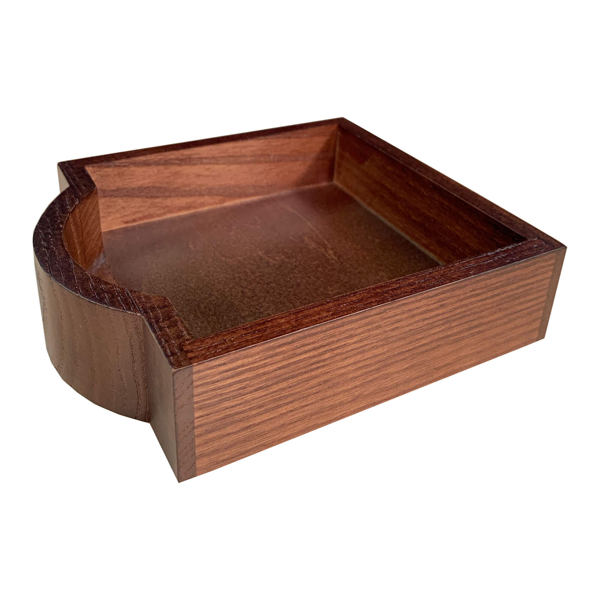 Walnut & Black Leather 4 Square Coaster Set w/ Holder