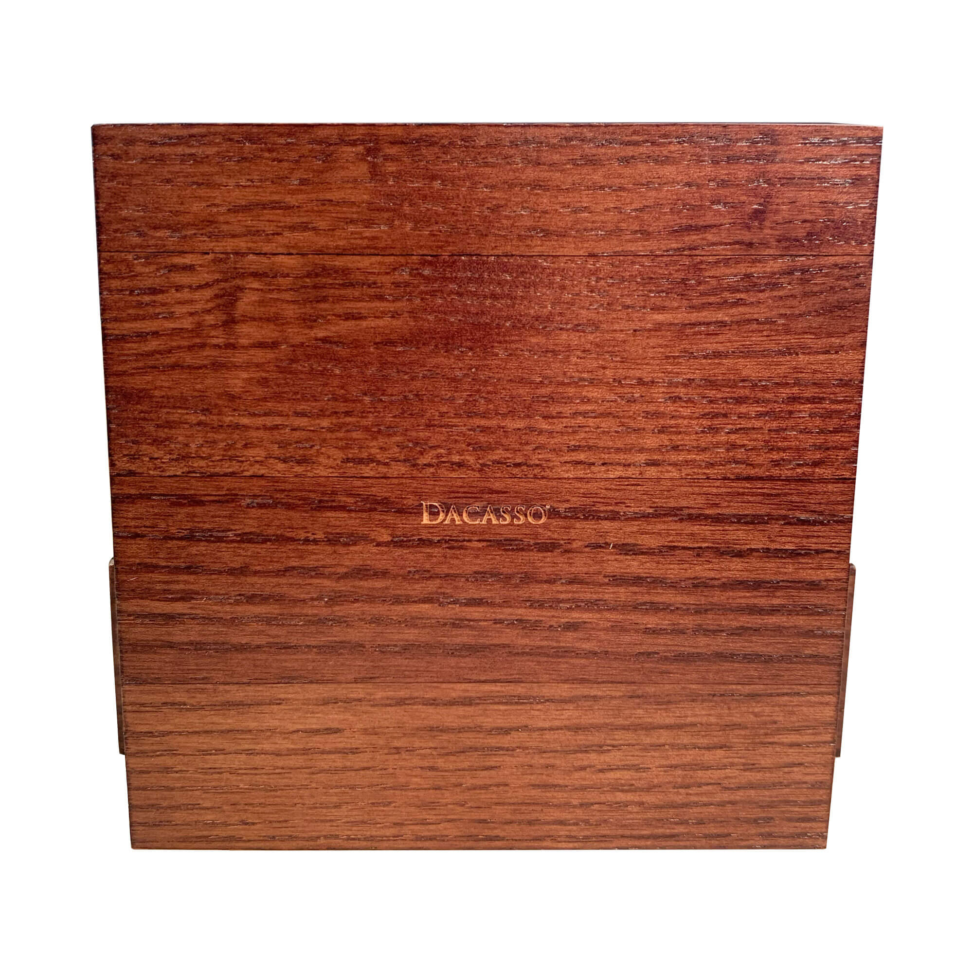 Walnut & Black Leather 4 Square Coaster Set w/ Holder