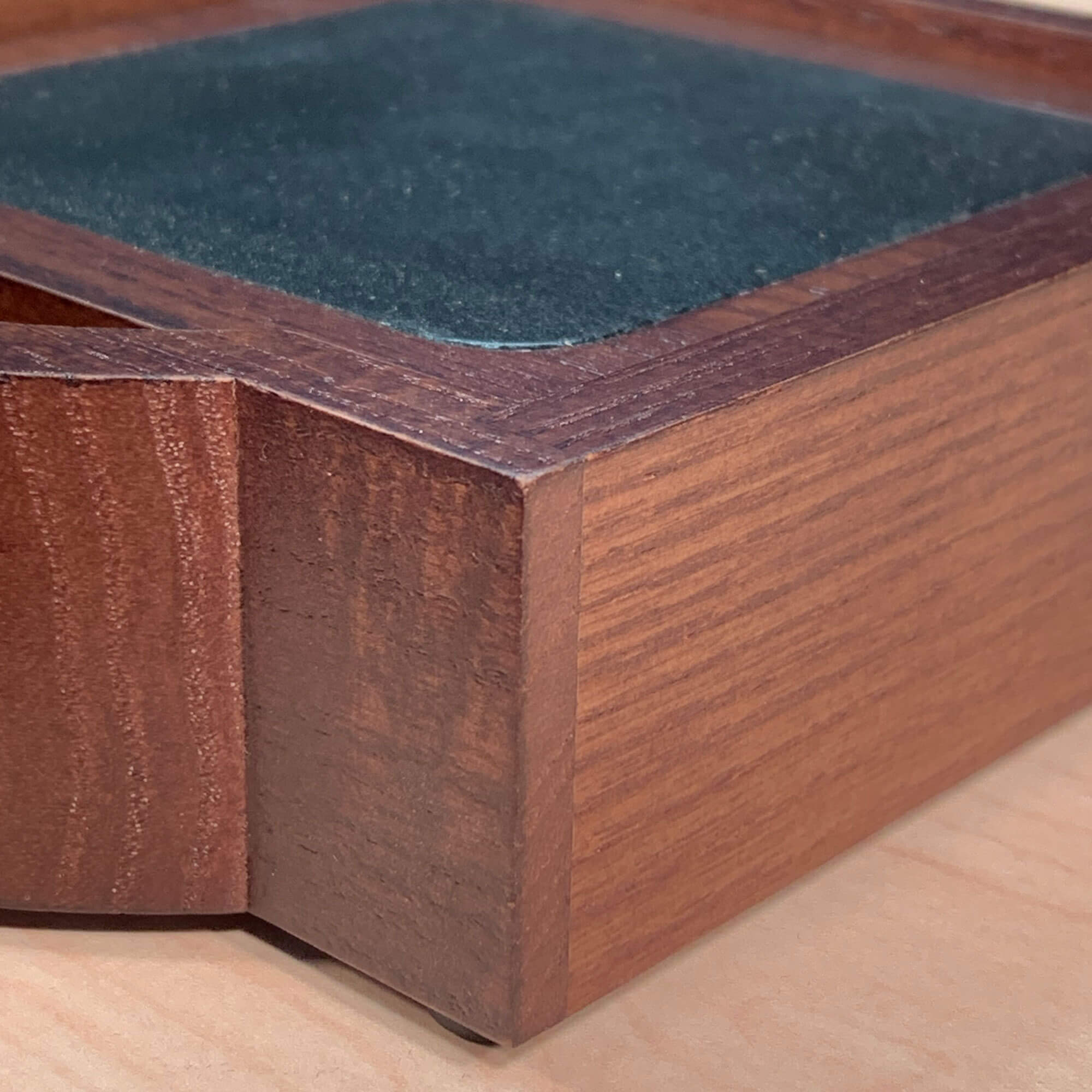 Walnut & Black Leather 4 Square Coaster Set w/ Holder