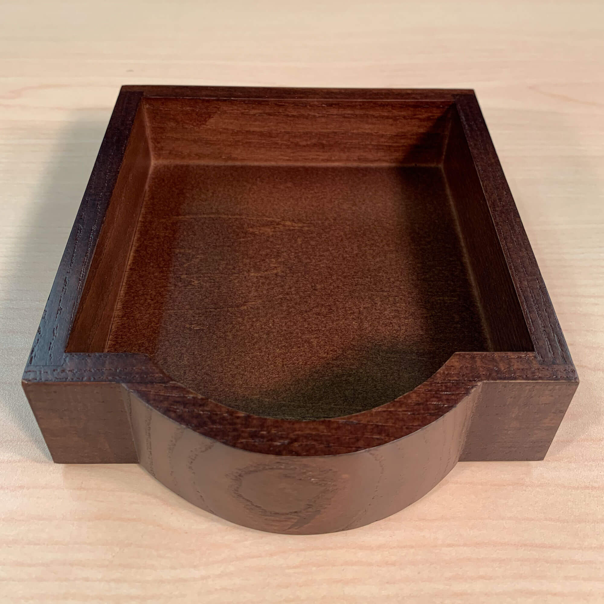 Walnut & Black Leather 4 Square Coaster Set w/ Holder