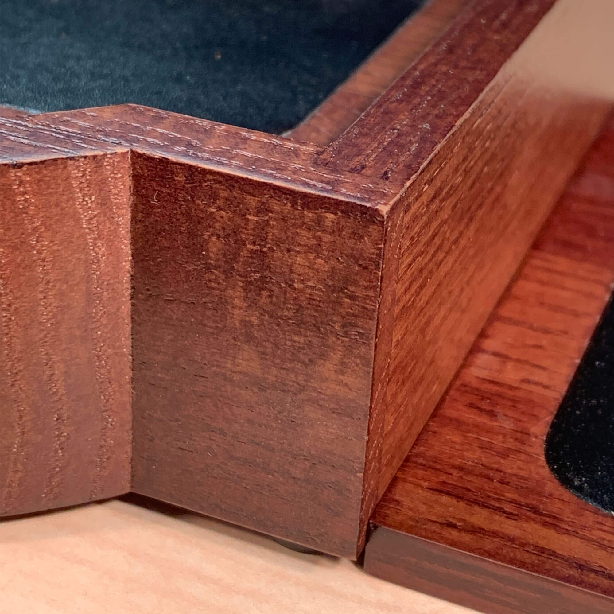 Walnut & Black Leather 4 Square Coaster Set w/ Holder