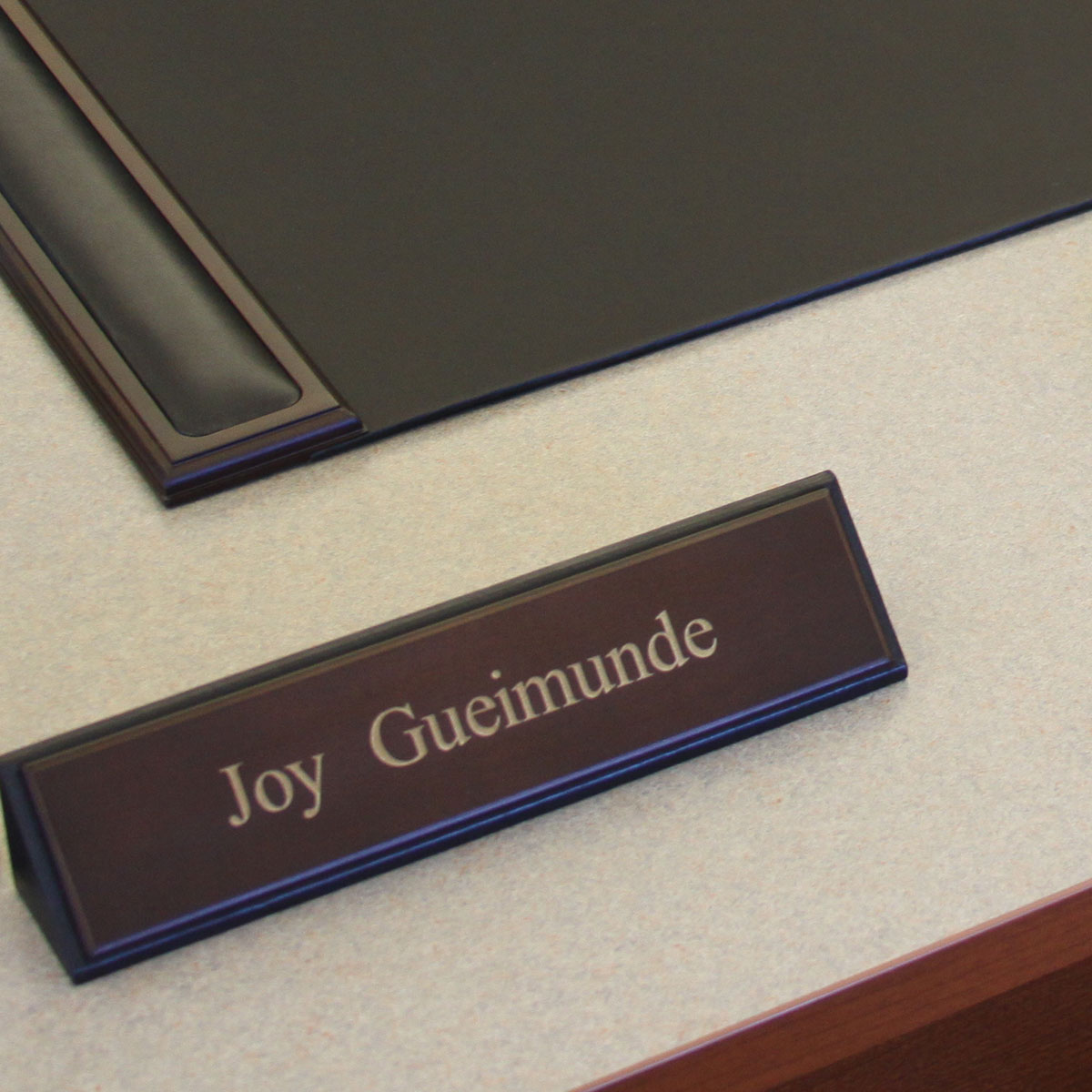 Walnut & Leather Name Plate