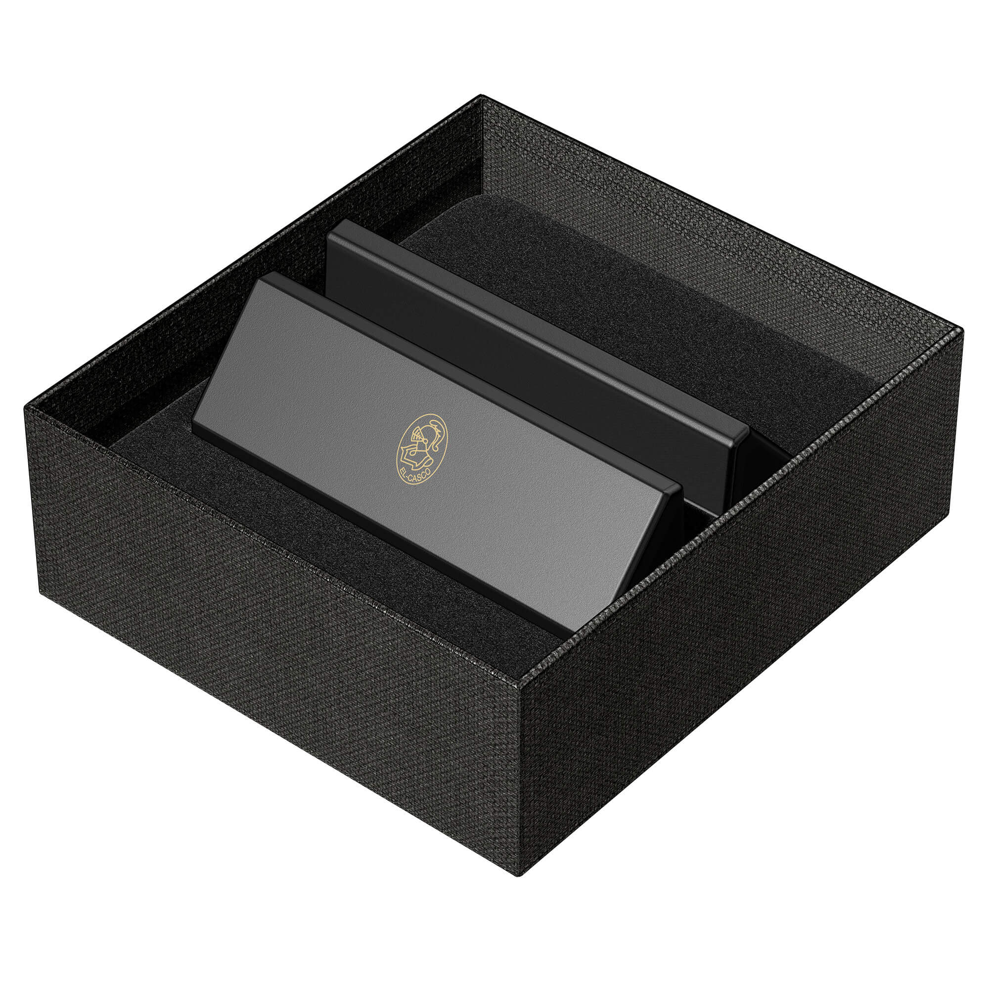 El Casco Black With 23 Kt Gold Logo Business Card Holder