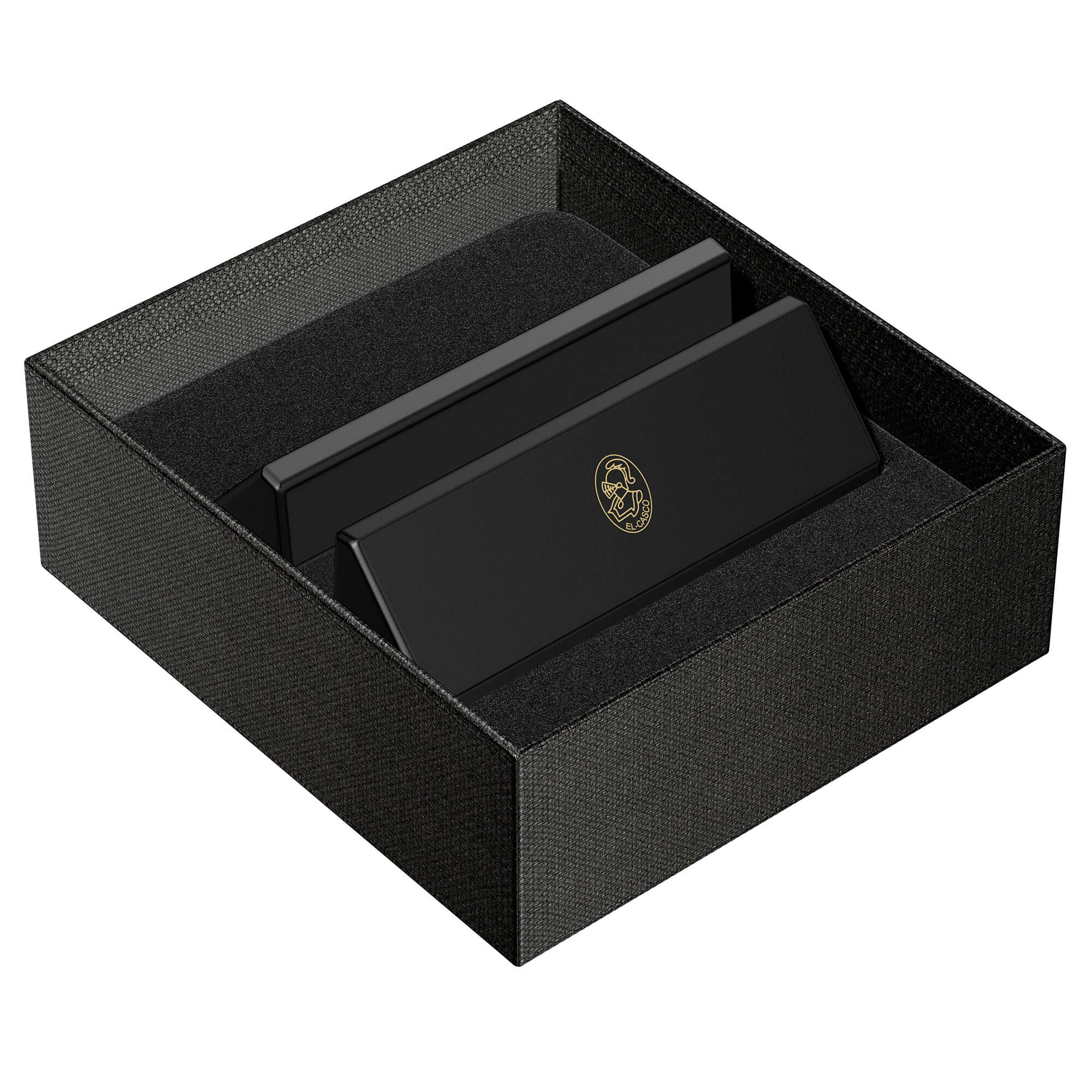 El Casco Black With 23 Kt Gold Logo Business Card Holder