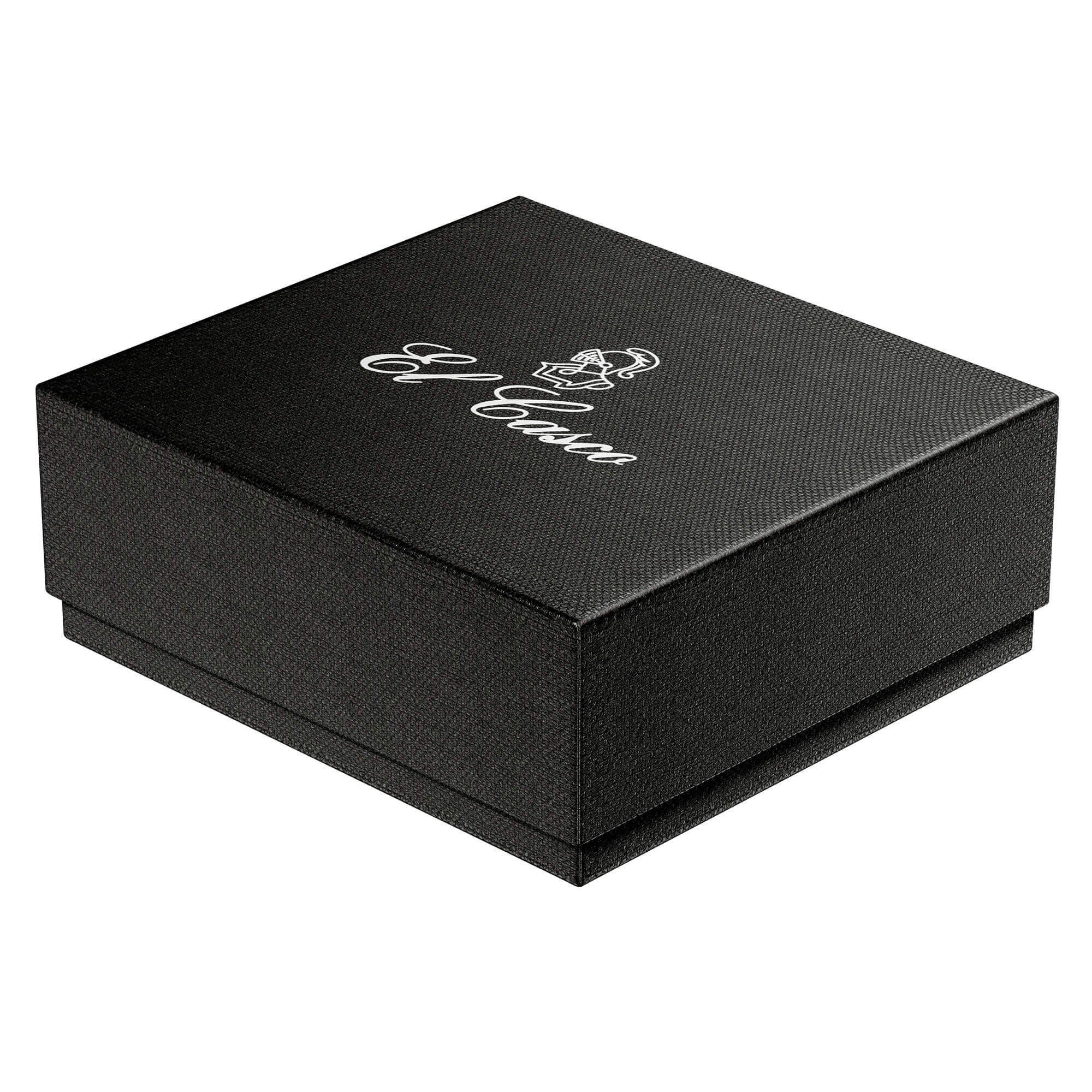 El Casco Black With 23 Kt Gold Logo Business Card Holder