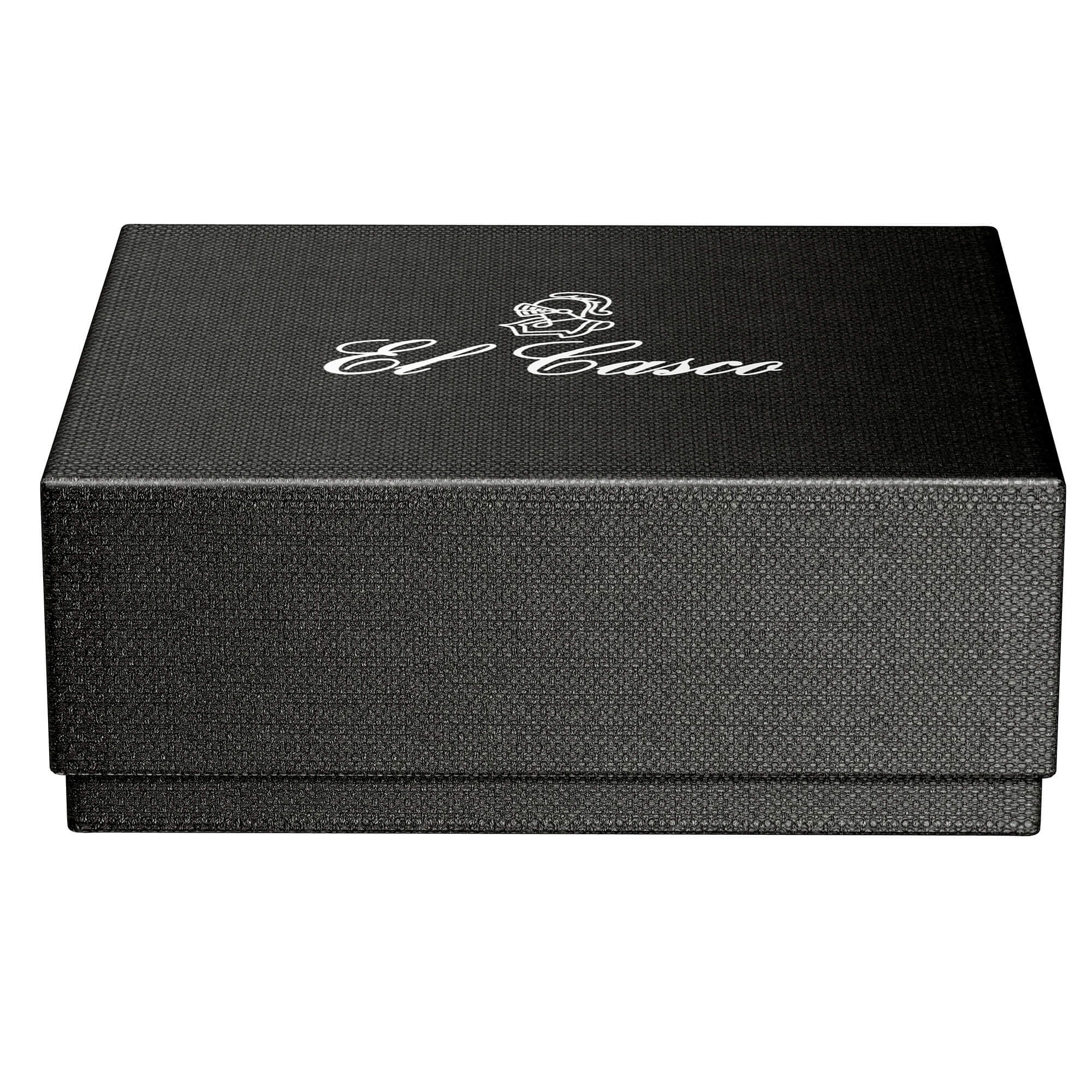 El Casco Black With 23 Kt Gold Logo Business Card Holder