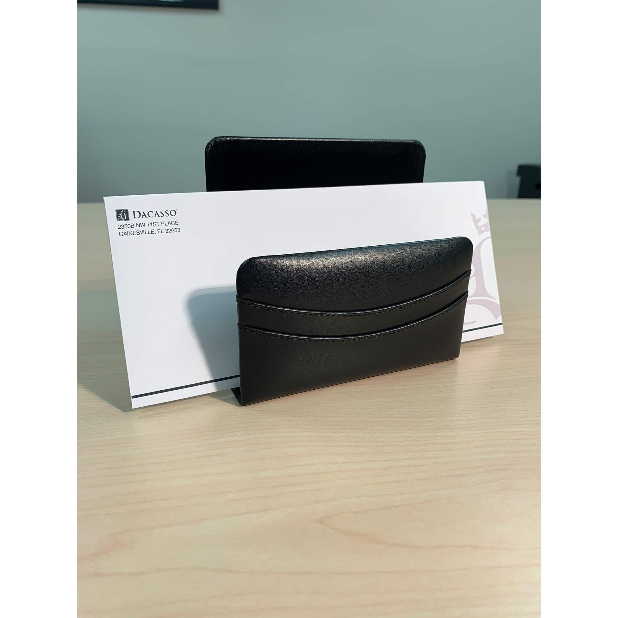 Classic Black Leather 8-Piece Desk Set, Gold Accent