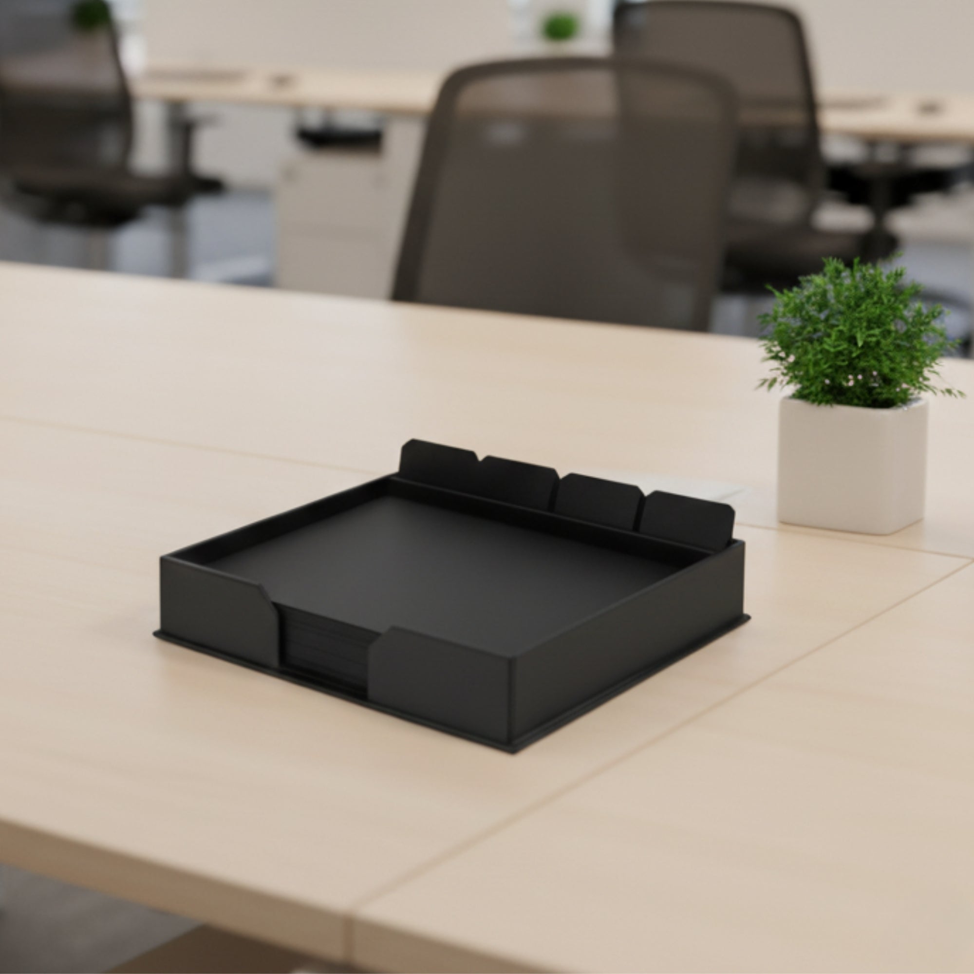 10 Seat Black Leatherette Conference Room Set w/ Square Coasters