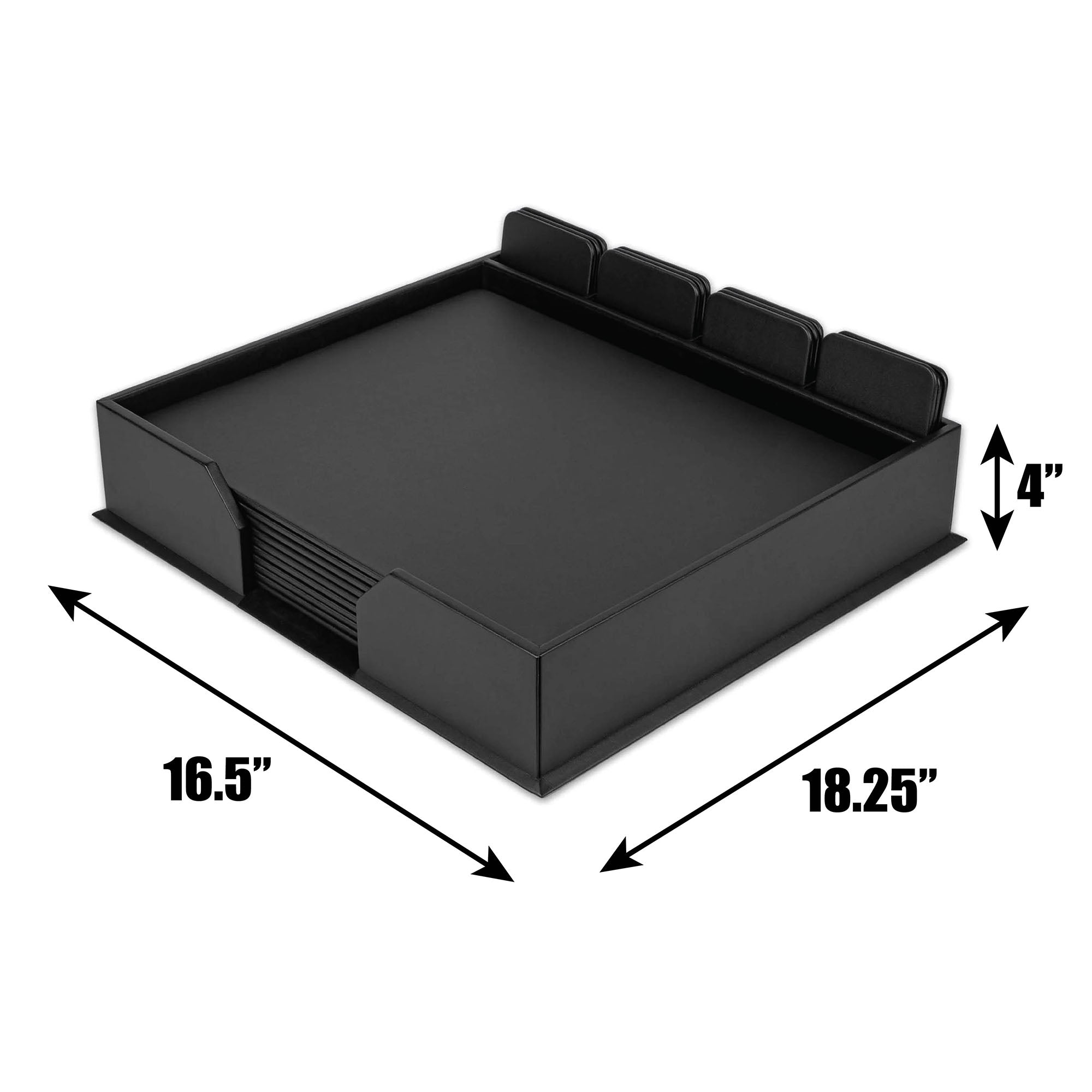 10 Seat Black Leatherette Conference Room Set w/ Square Coasters