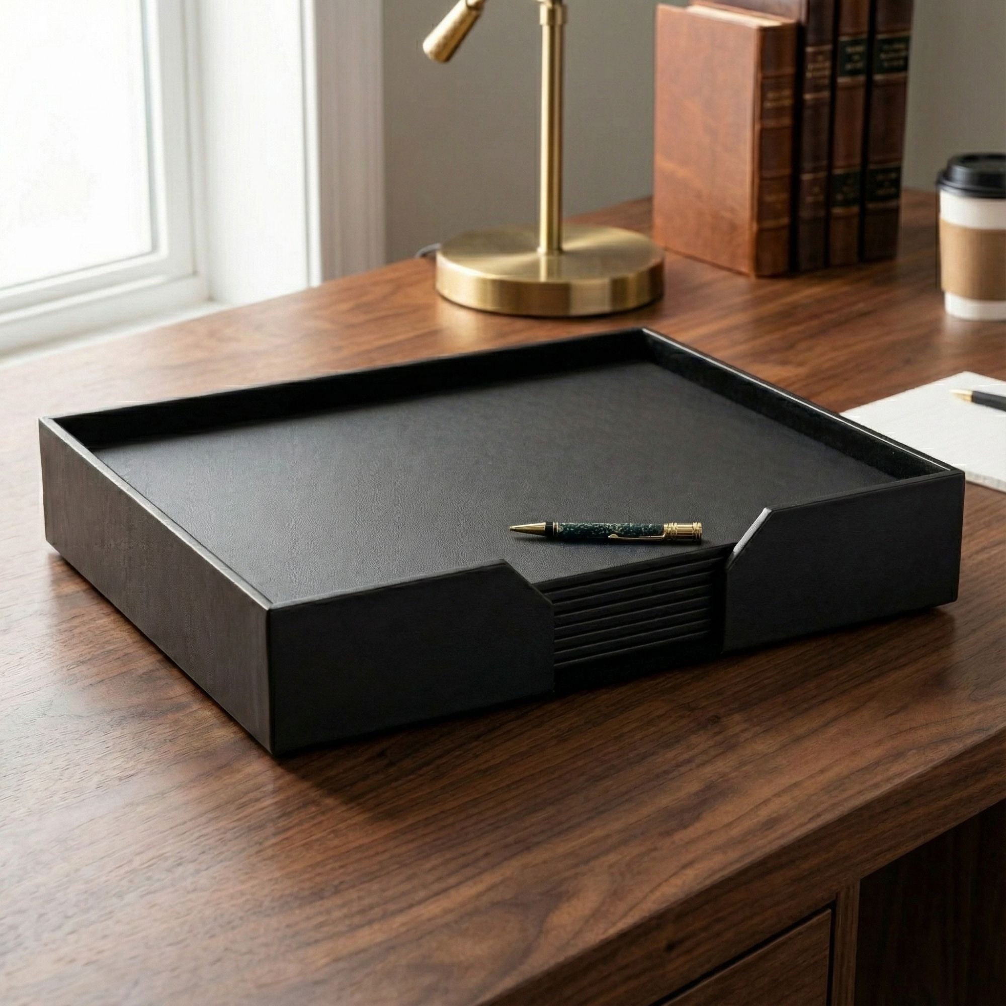 Black Leatherette 11 Piece Conference Room Set, 17 x 14 Size Pads