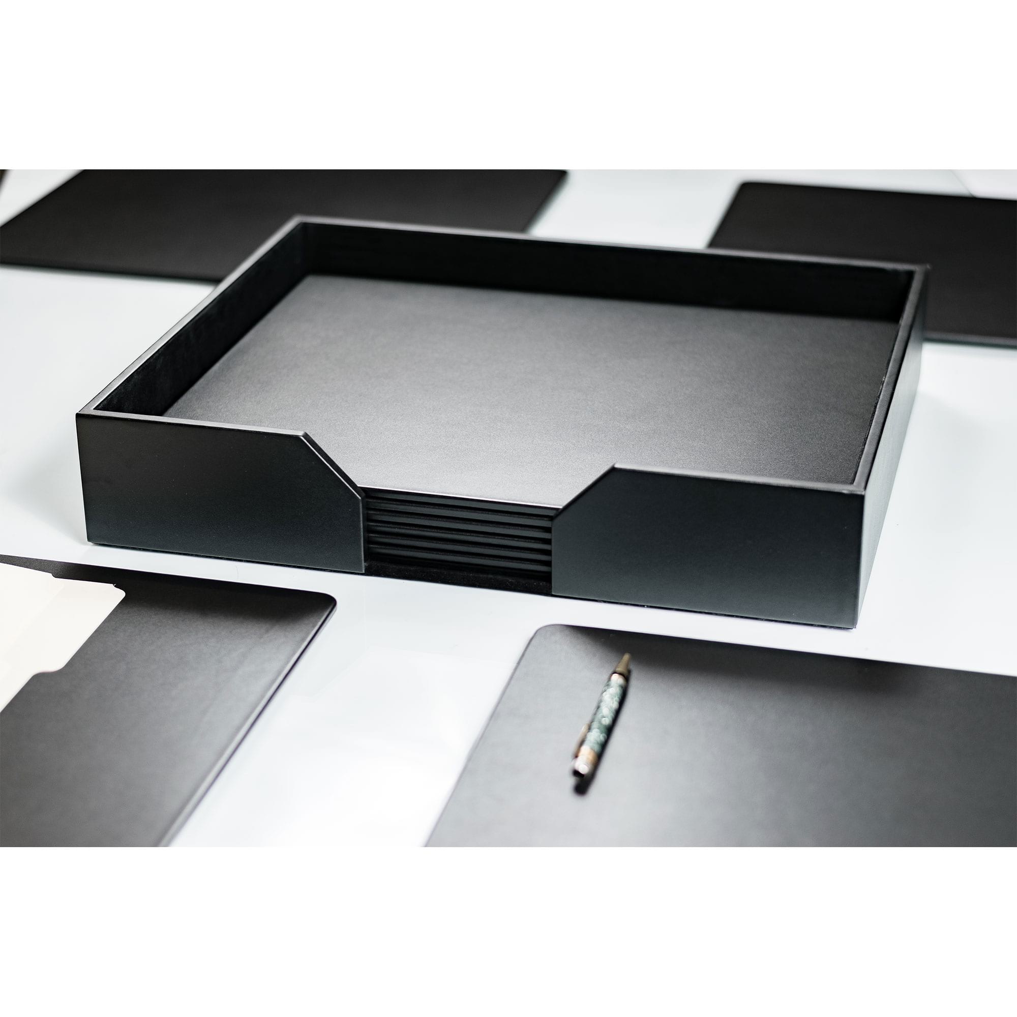 Black Leatherette 11 Piece Conference Room Set, 17 x 14 Size Pads