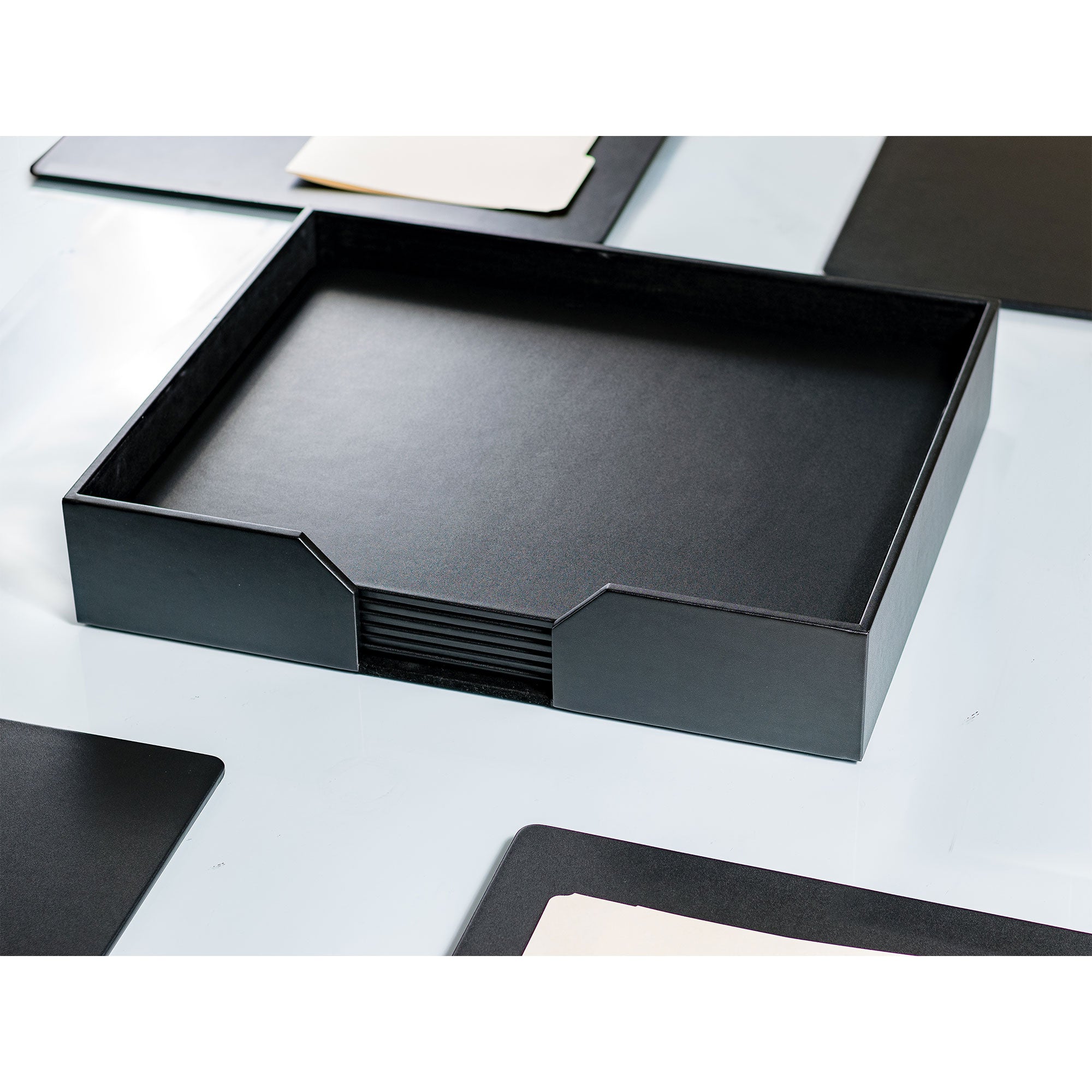 10 Seat Black Leather Conference Room Set, 20 x 16 Size Pads