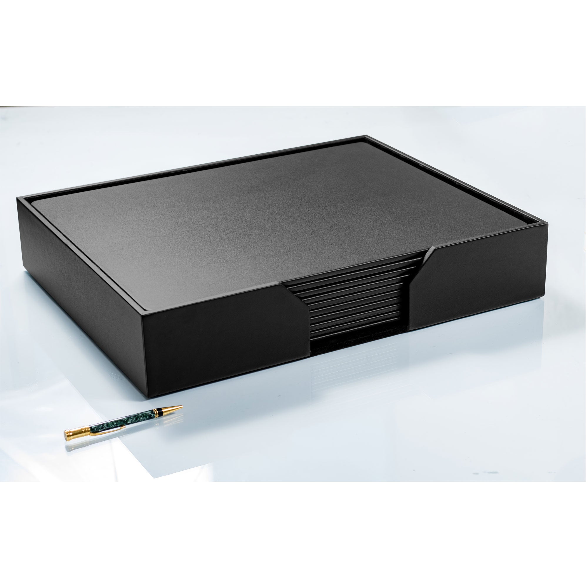 10 Seat Black Leather Conference Room Set, 20 x 16 Size Pads