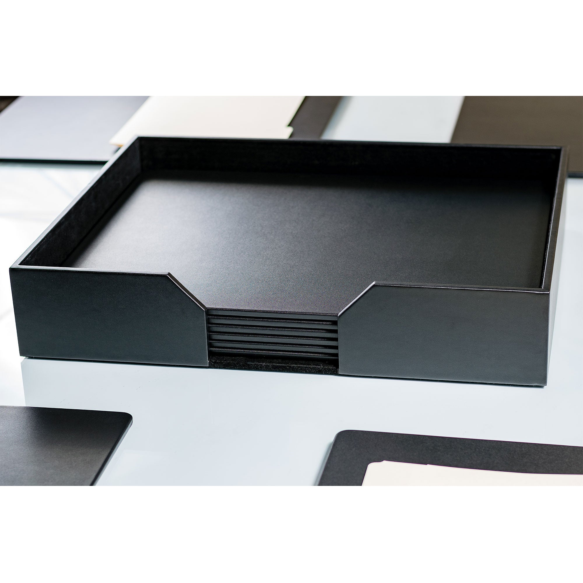 10 Seat Black Leather Conference Room Set, 20 x 16 Size Pads