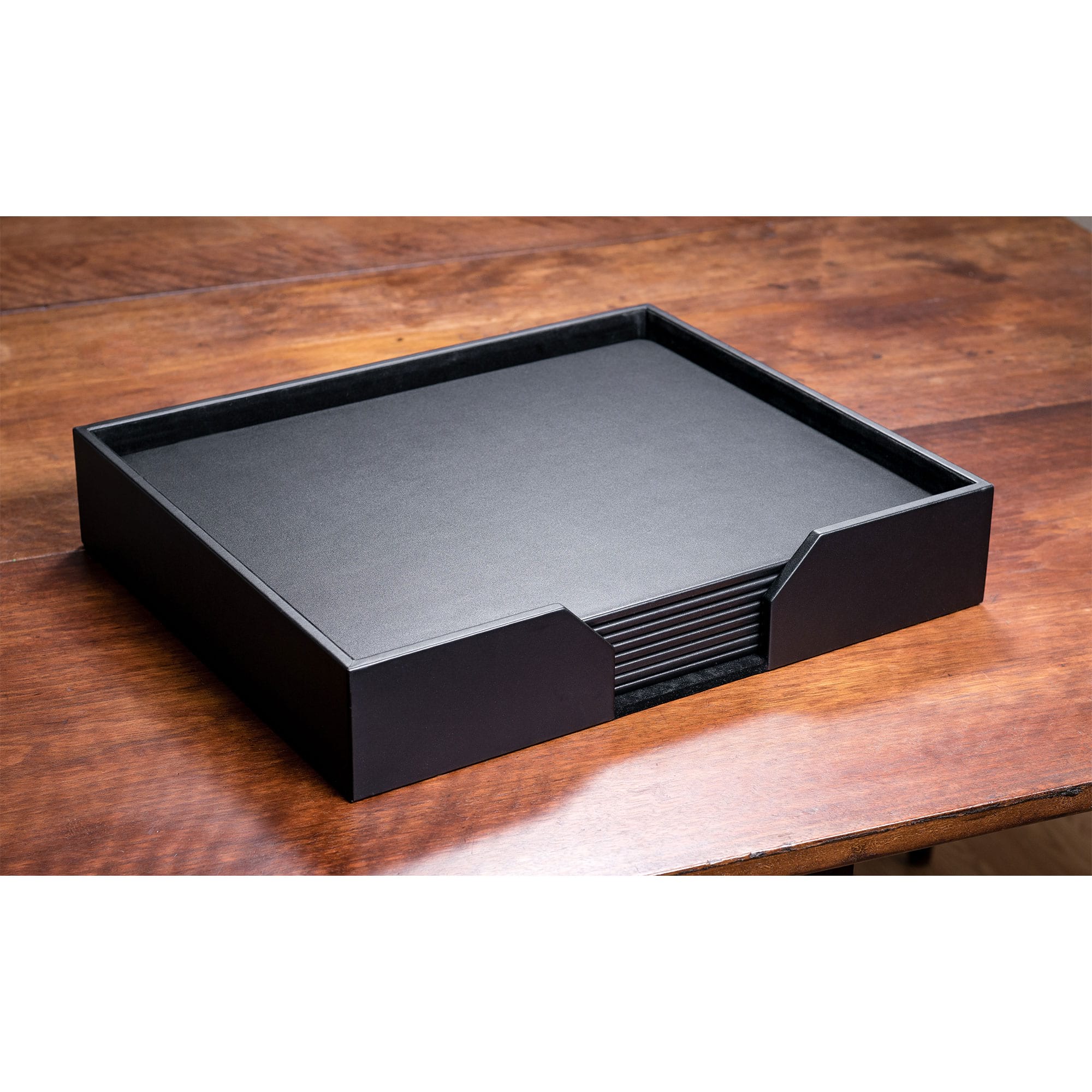 8 Seat Black Leather Conference Room Set, 17 x 14 Size Pads