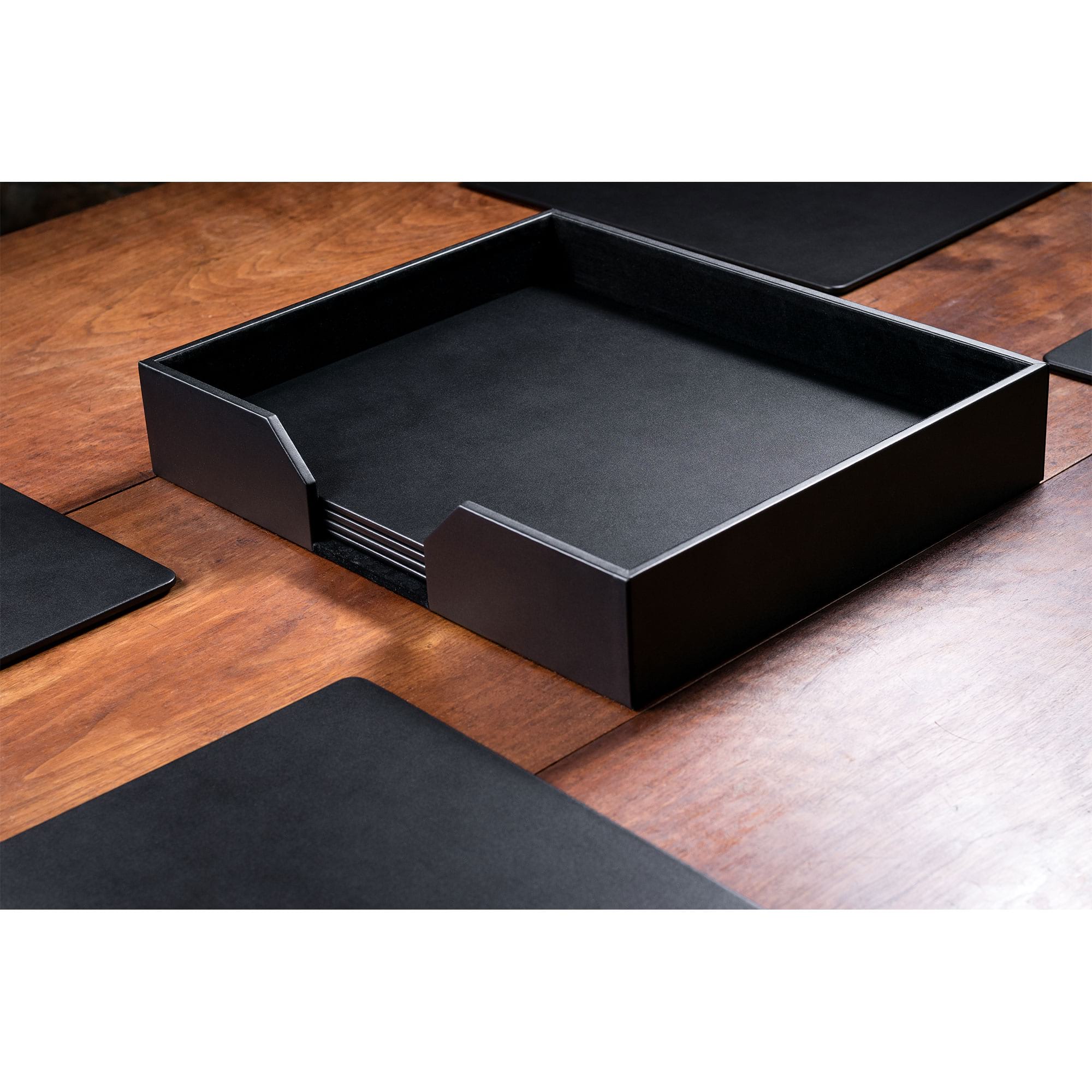 8 Seat Black Leather Conference Room Set, 17 x 14 Size Pads