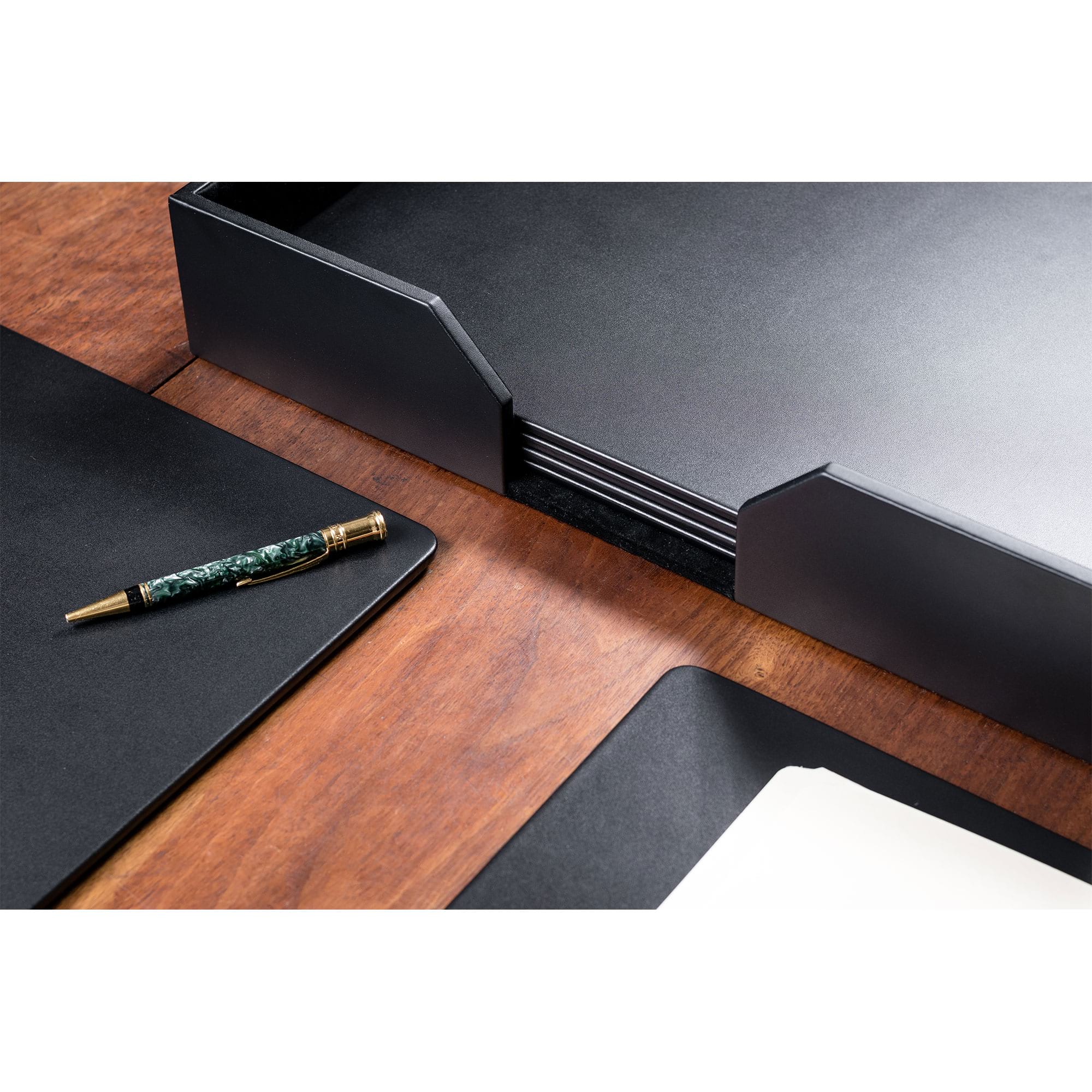 8 Seat Black Leather Conference Room Set, 17 x 14 Size Pads