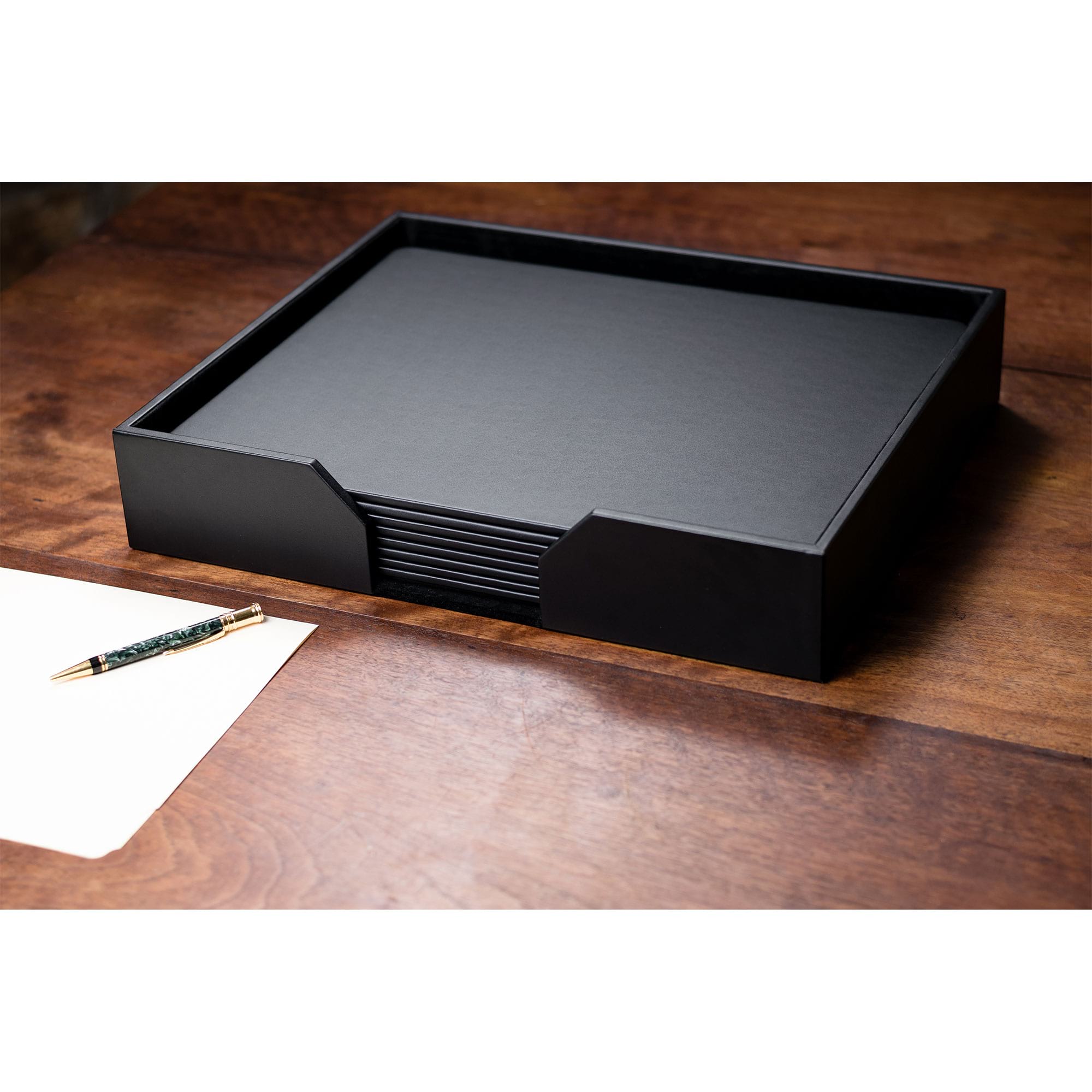 Black Leatherette 9 Piece Conference Room Set, 17 x 14 Pads