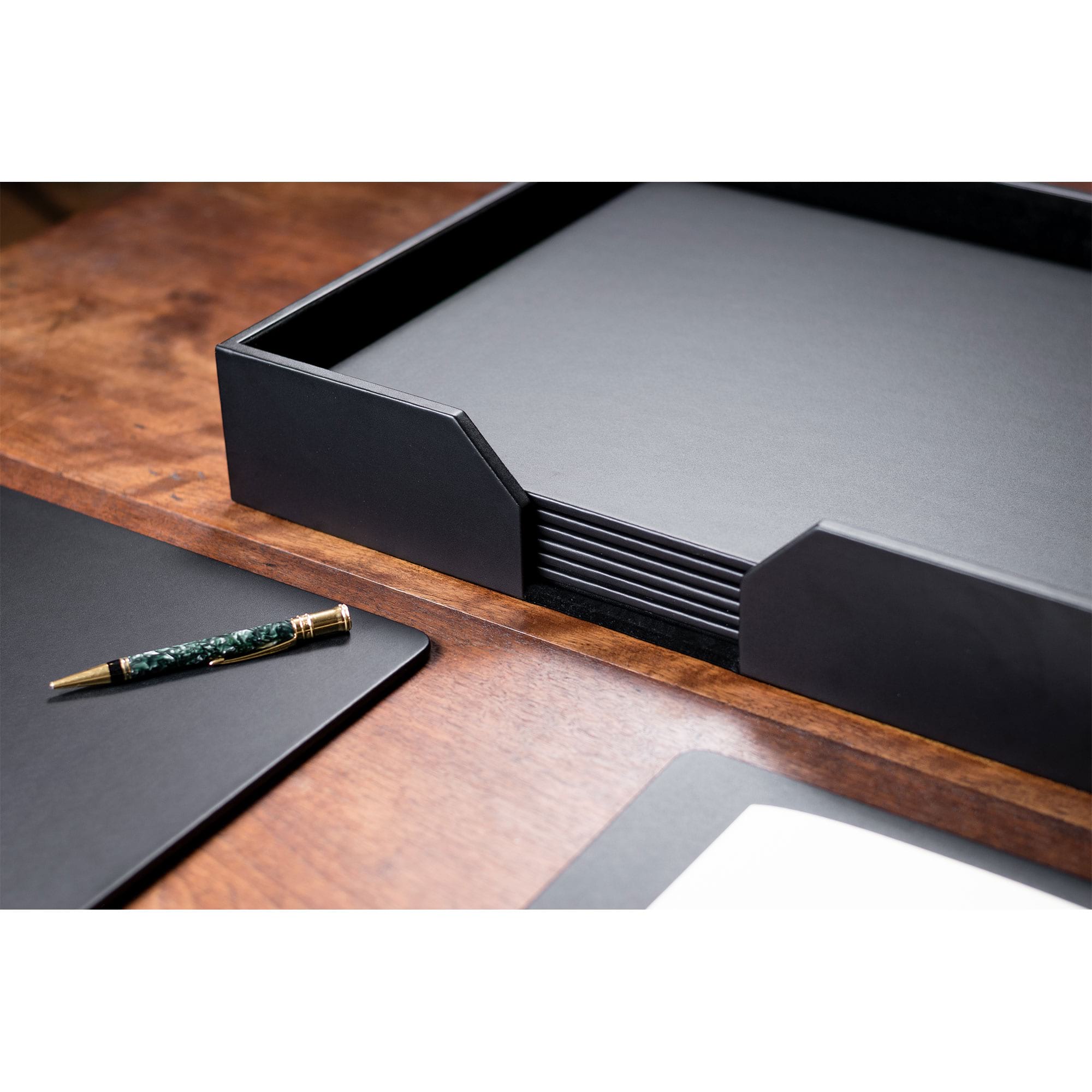 Black Leatherette 9 Piece Conference Room Set, 17 x 14 Pads