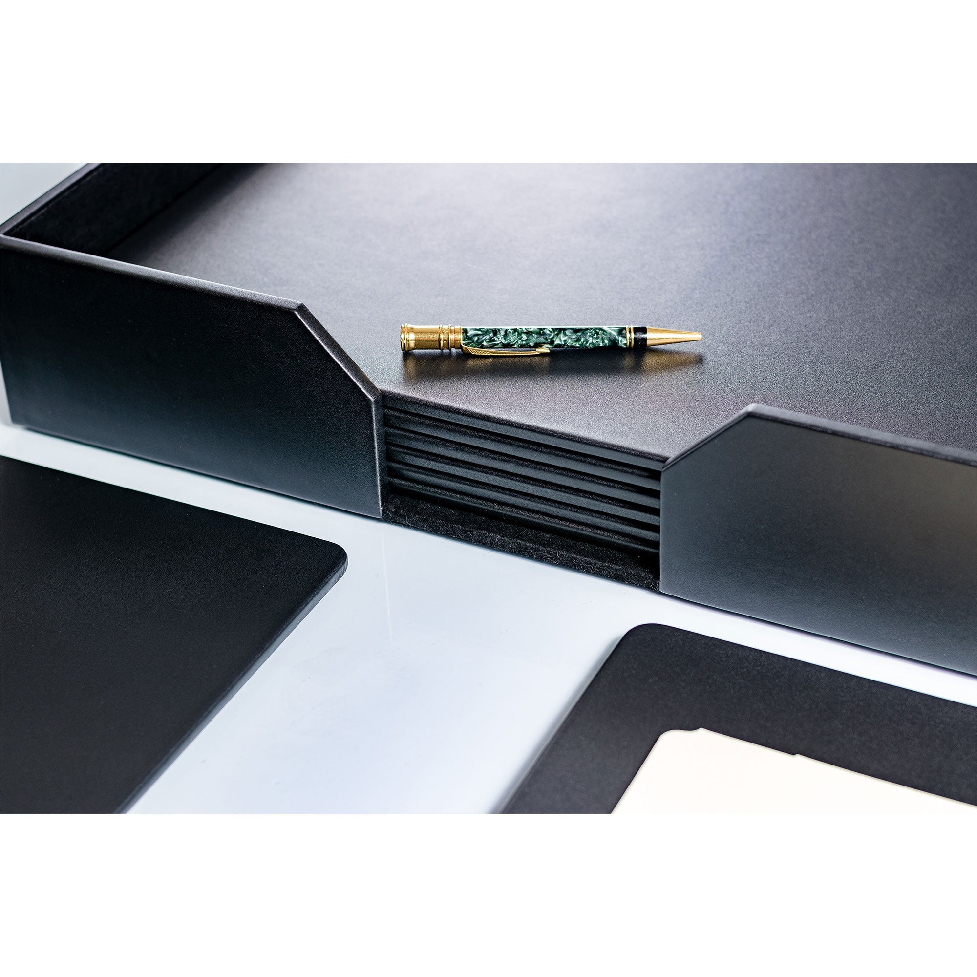 8 Seat Black Leatherette Conference Room Set, 20 x 16 Size Pads