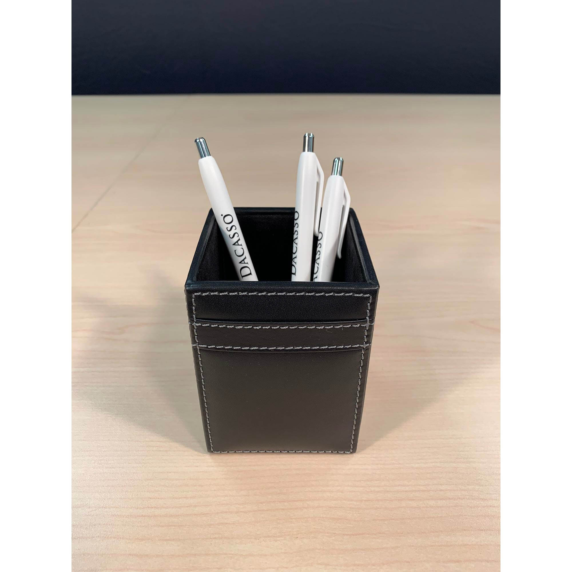 Rustic Black Leather 3-Piece Desk Set