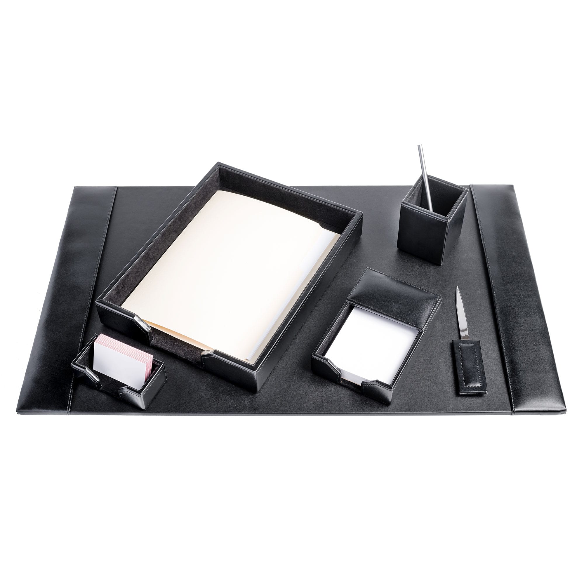 Black Bonded Leather 6-Piece Desk Set