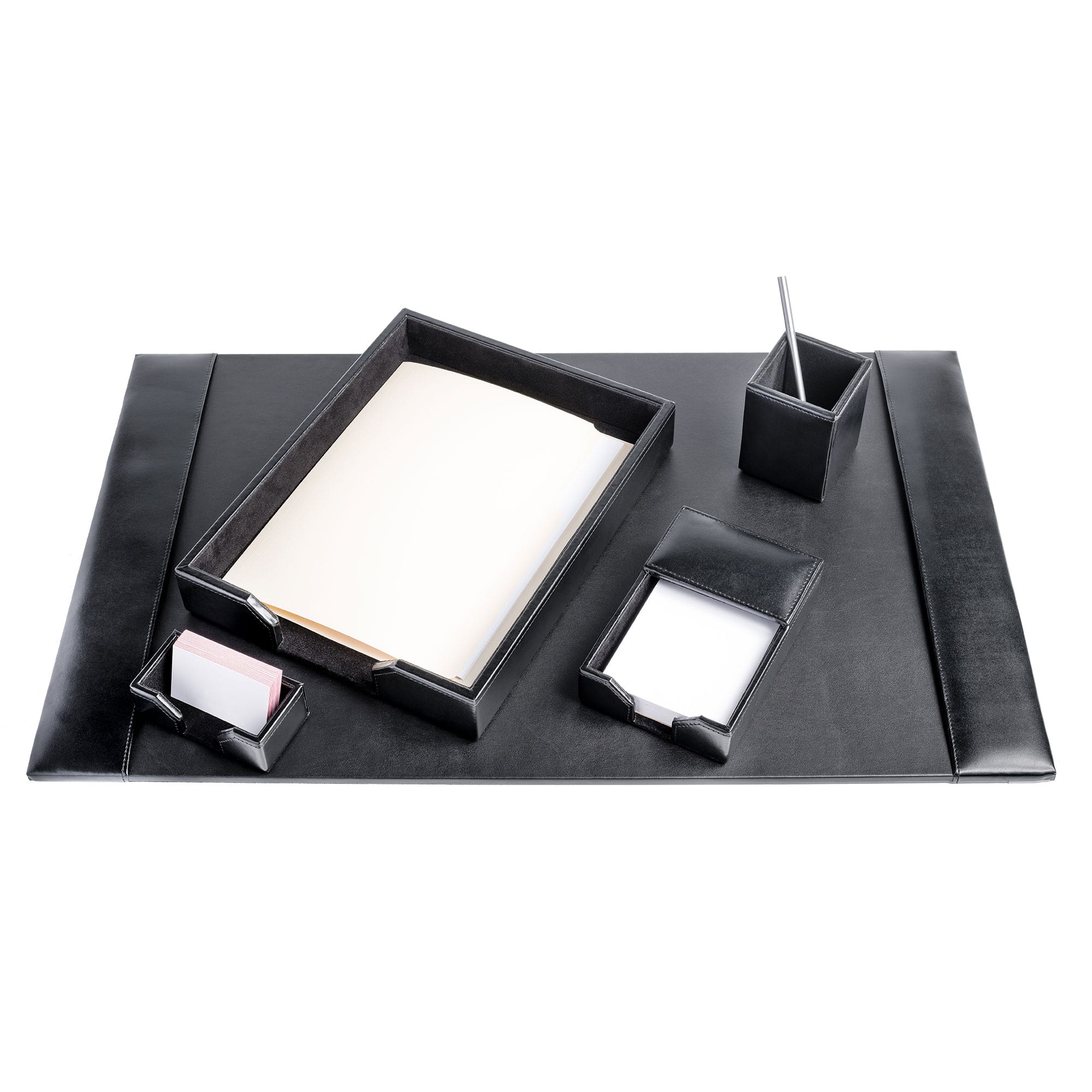 Black Bonded Leather 5-Piece Desk Set