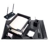 Black Bonded Leather 9-Piece Desk Set