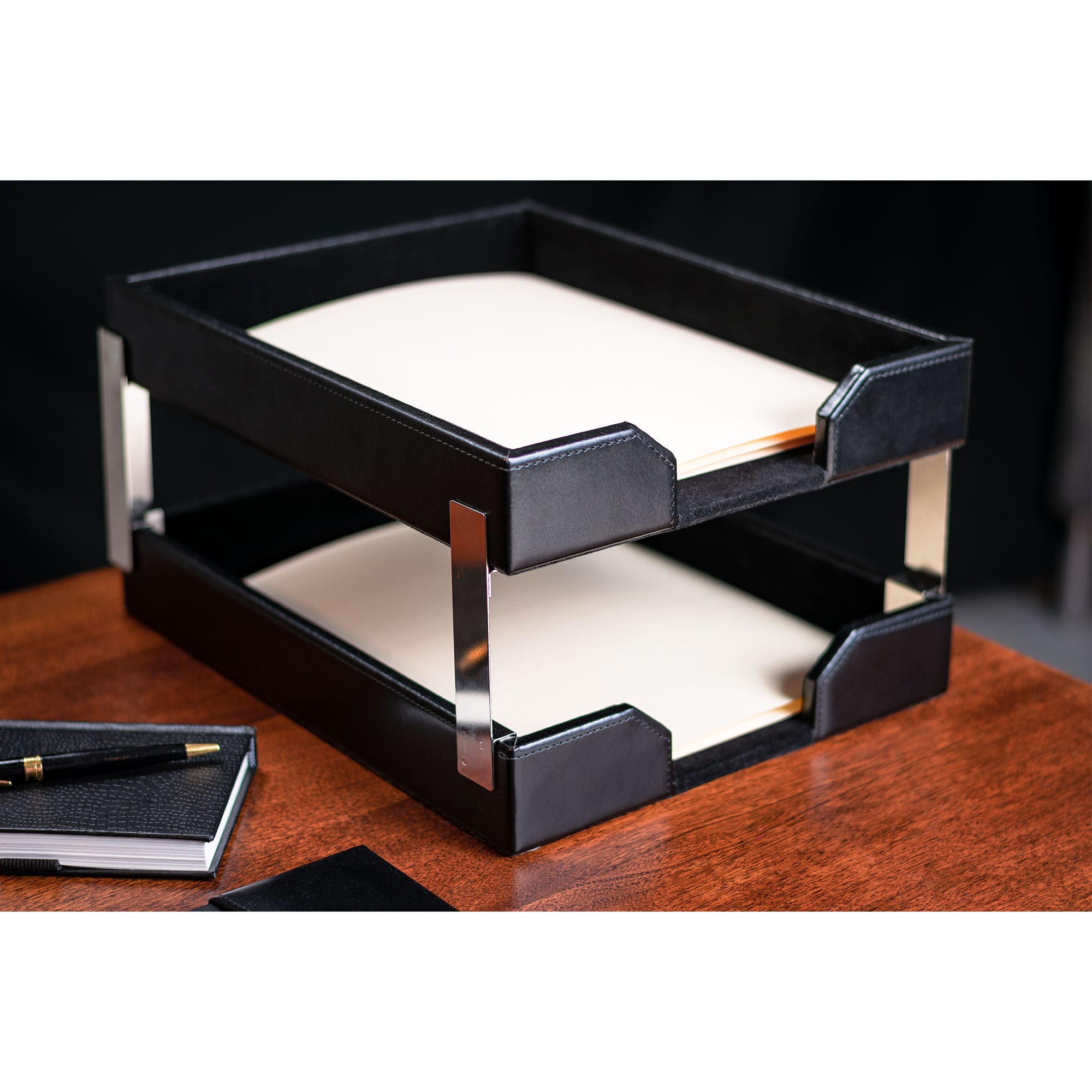 Black Bonded Leather 9-Piece Desk Set