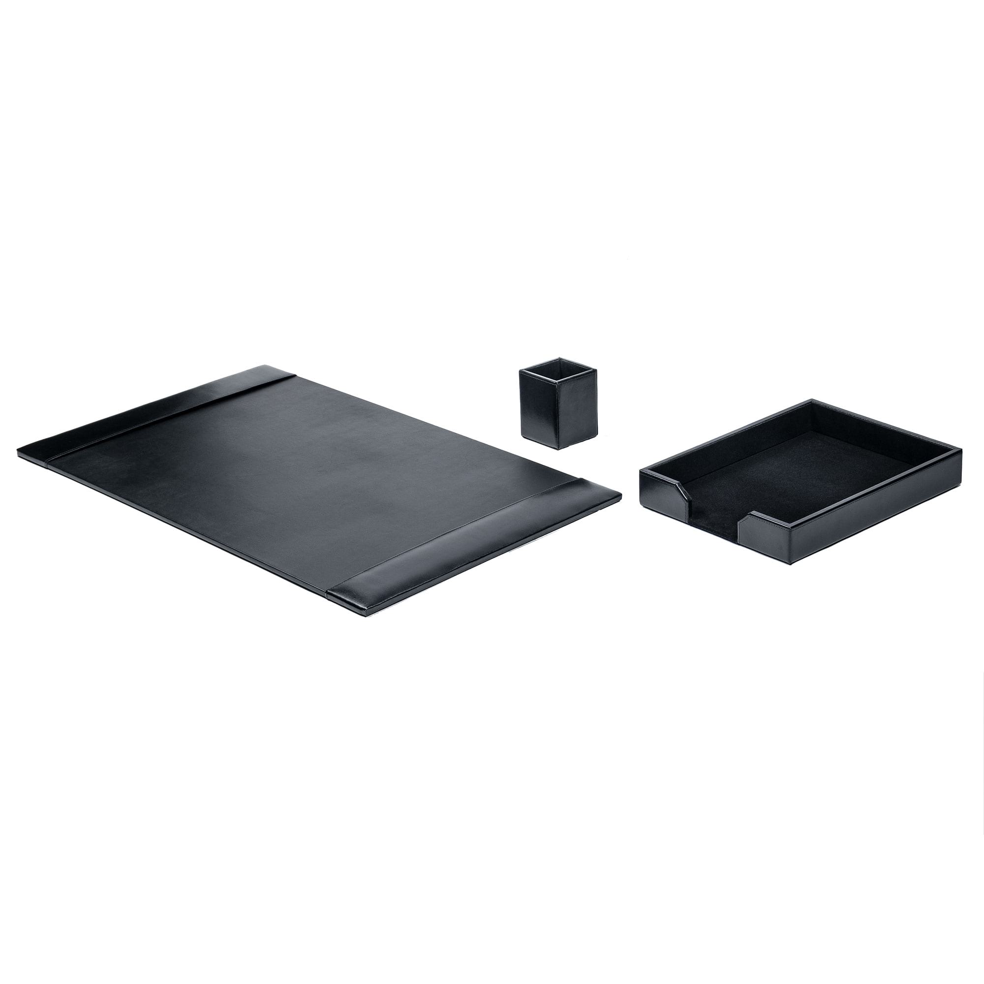 Black Bonded Leather 3-Piece Desk Set