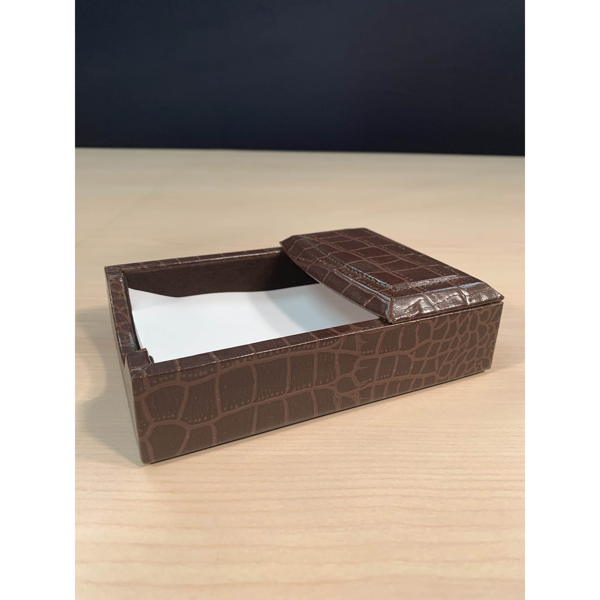 Brown Crocodile Embossed Leather 10-Piece Desk Set