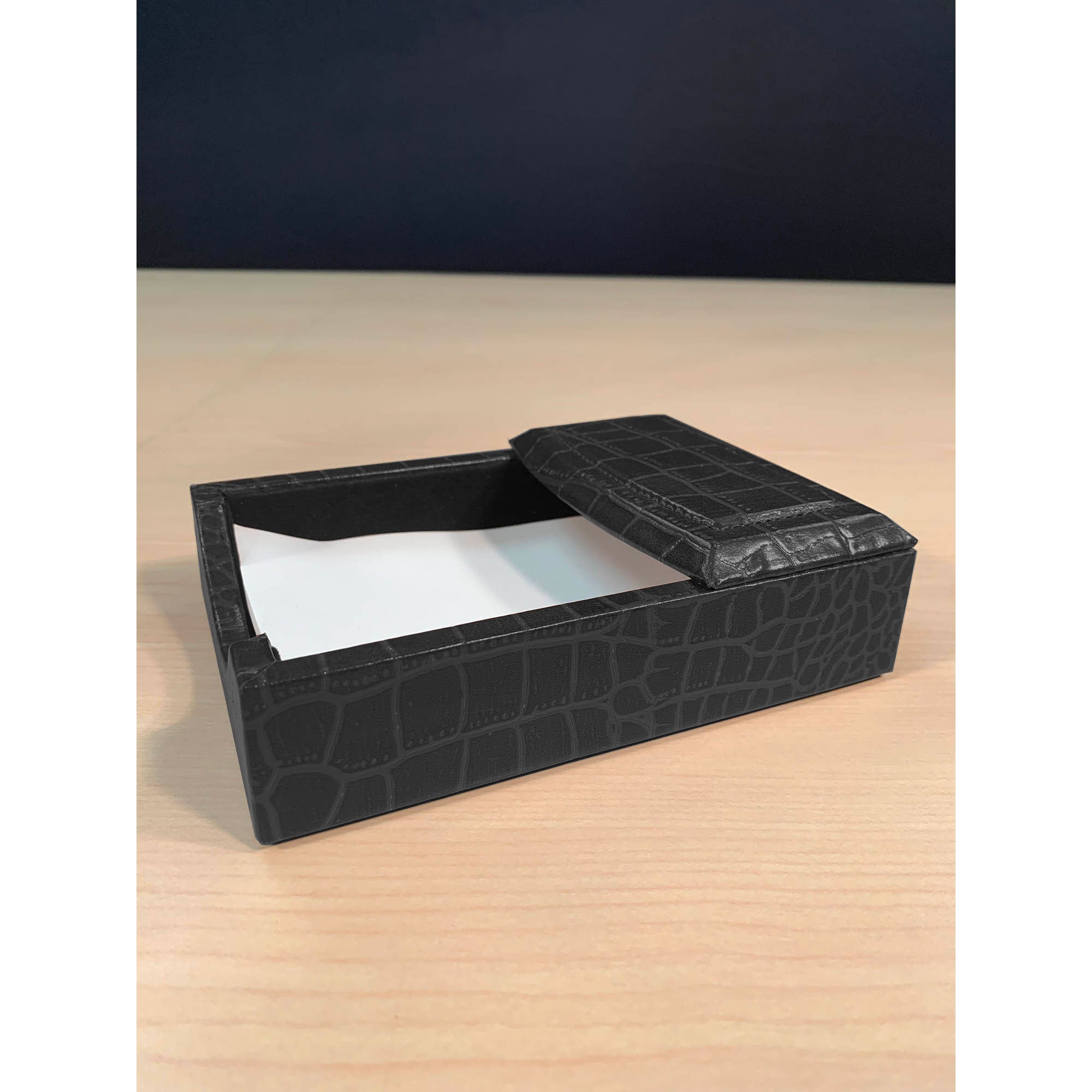 Black Crocodile Embossed Leather 7-Piece Desk Set