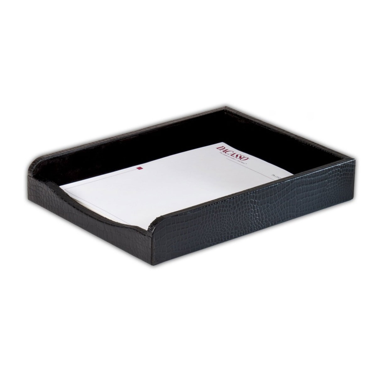 Black Crocodile Embossed Leather 8-Piece Desk Set