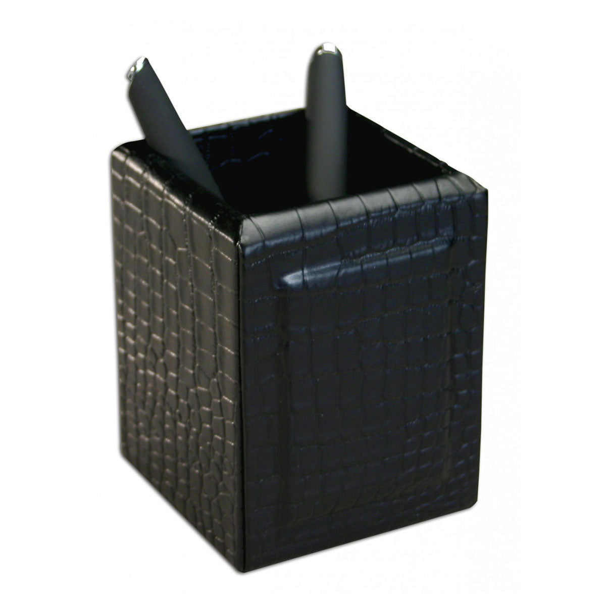 Black Crocodile Embossed Leather 8-Piece Desk Set