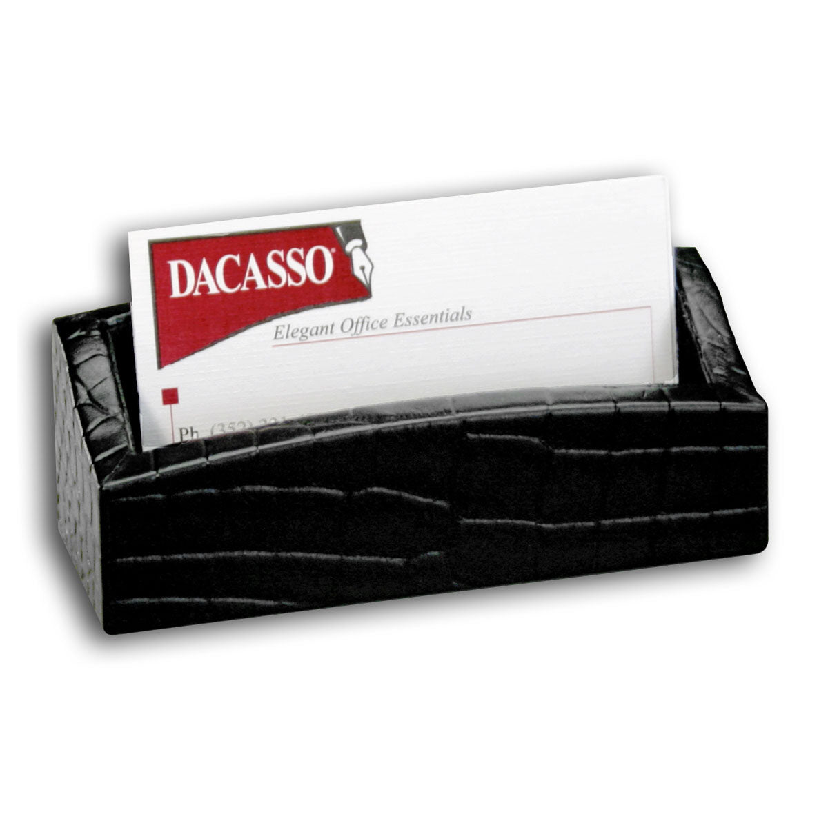 Black Crocodile Embossed Leather 8-Piece Desk Set