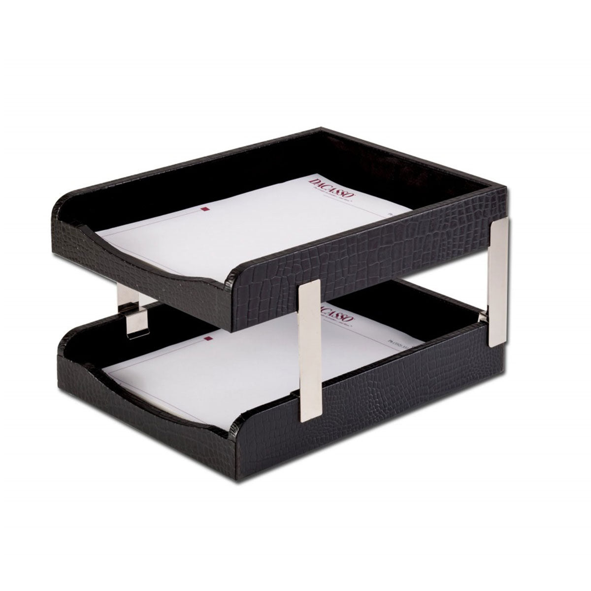 Black Crocodile Embossed Leather 10-Piece Desk Set