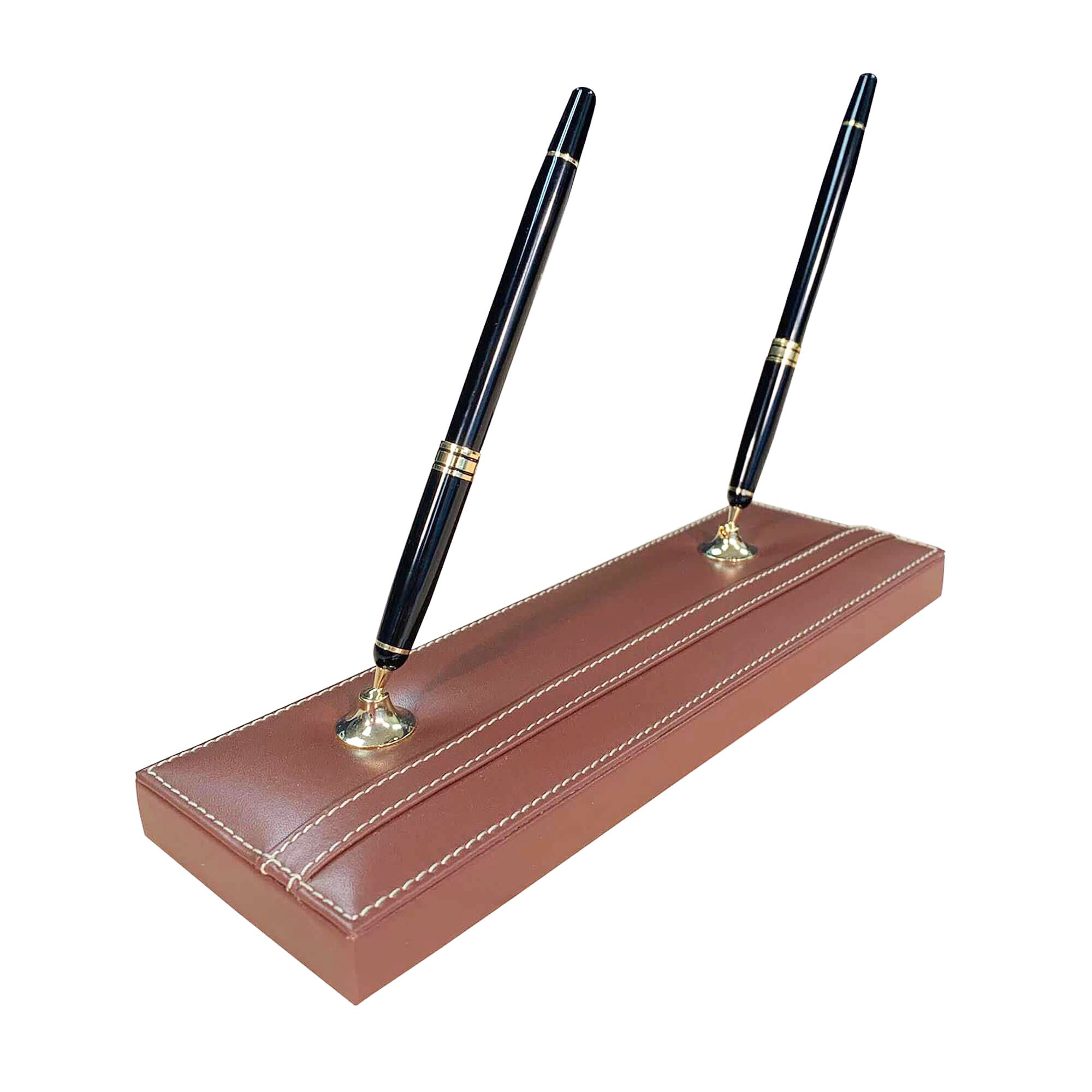 Rustic Brown Leather 10-Piece Desk Set