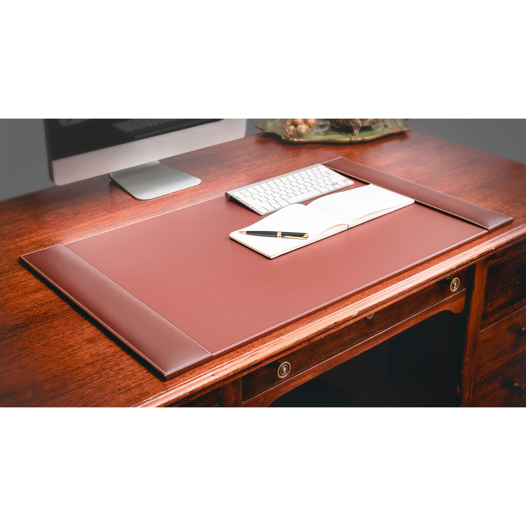Rustic Brown Leather 10-Piece Desk Set