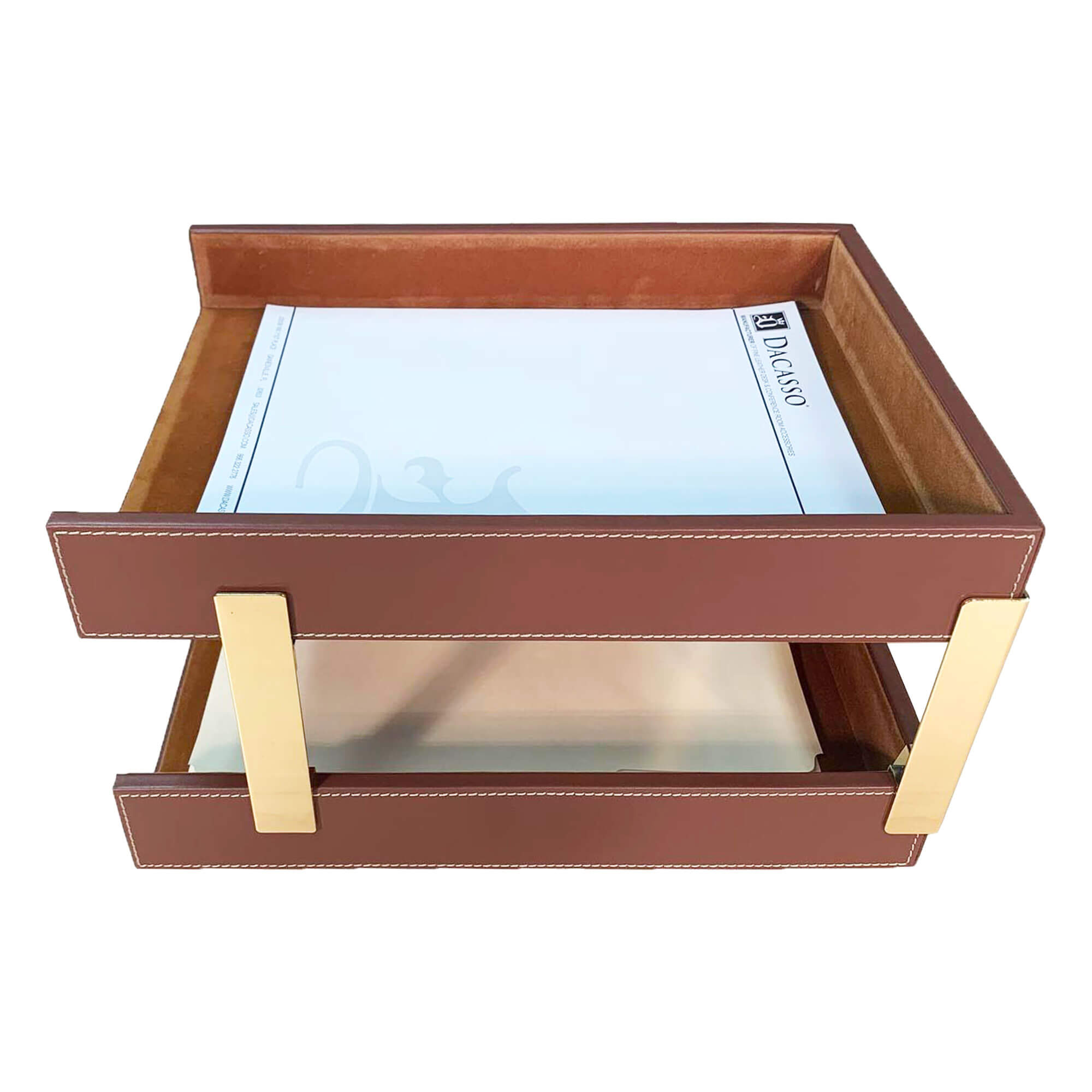 Rustic Brown Leather 10-Piece Desk Set