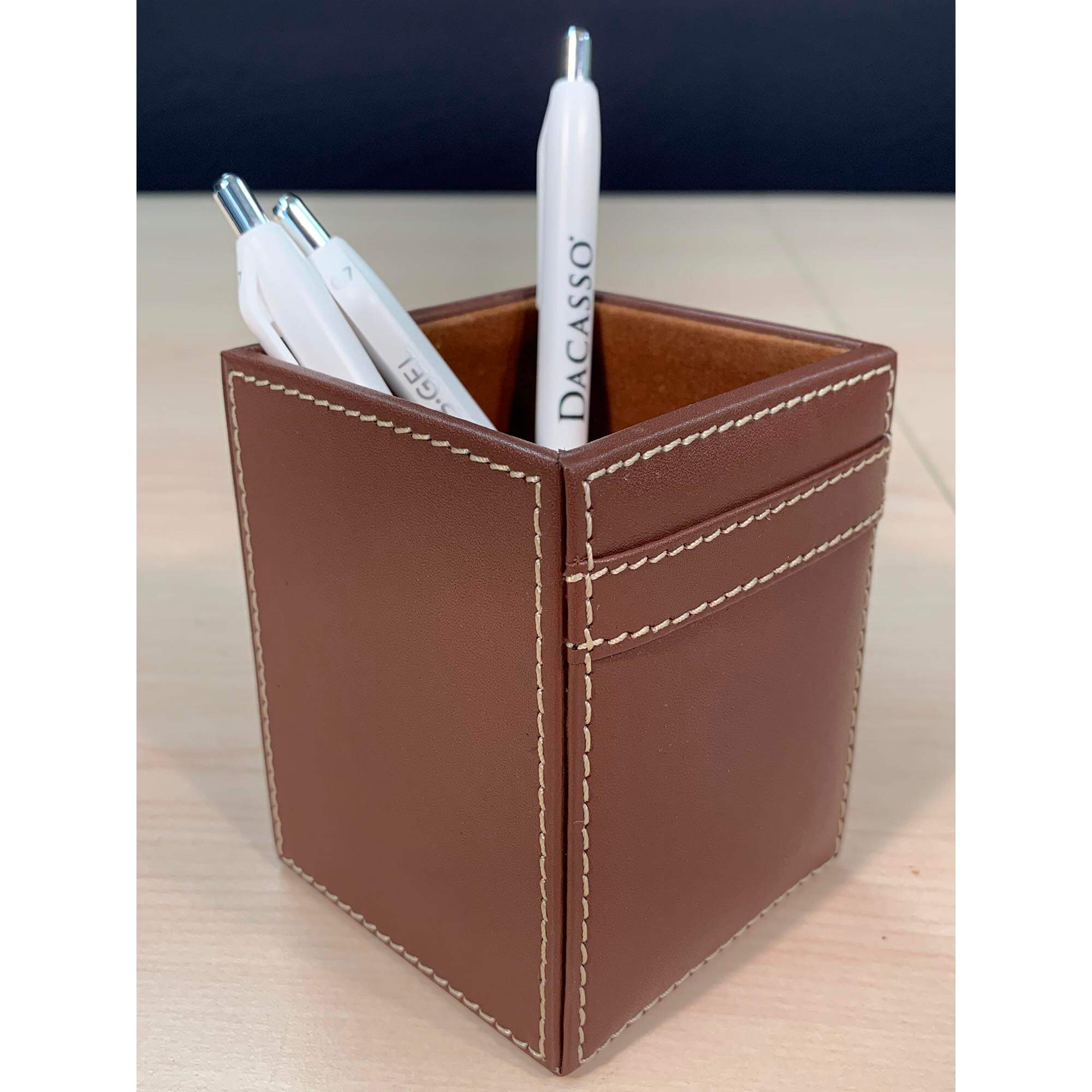 Rustic Brown Leather 10-Piece Desk Set
