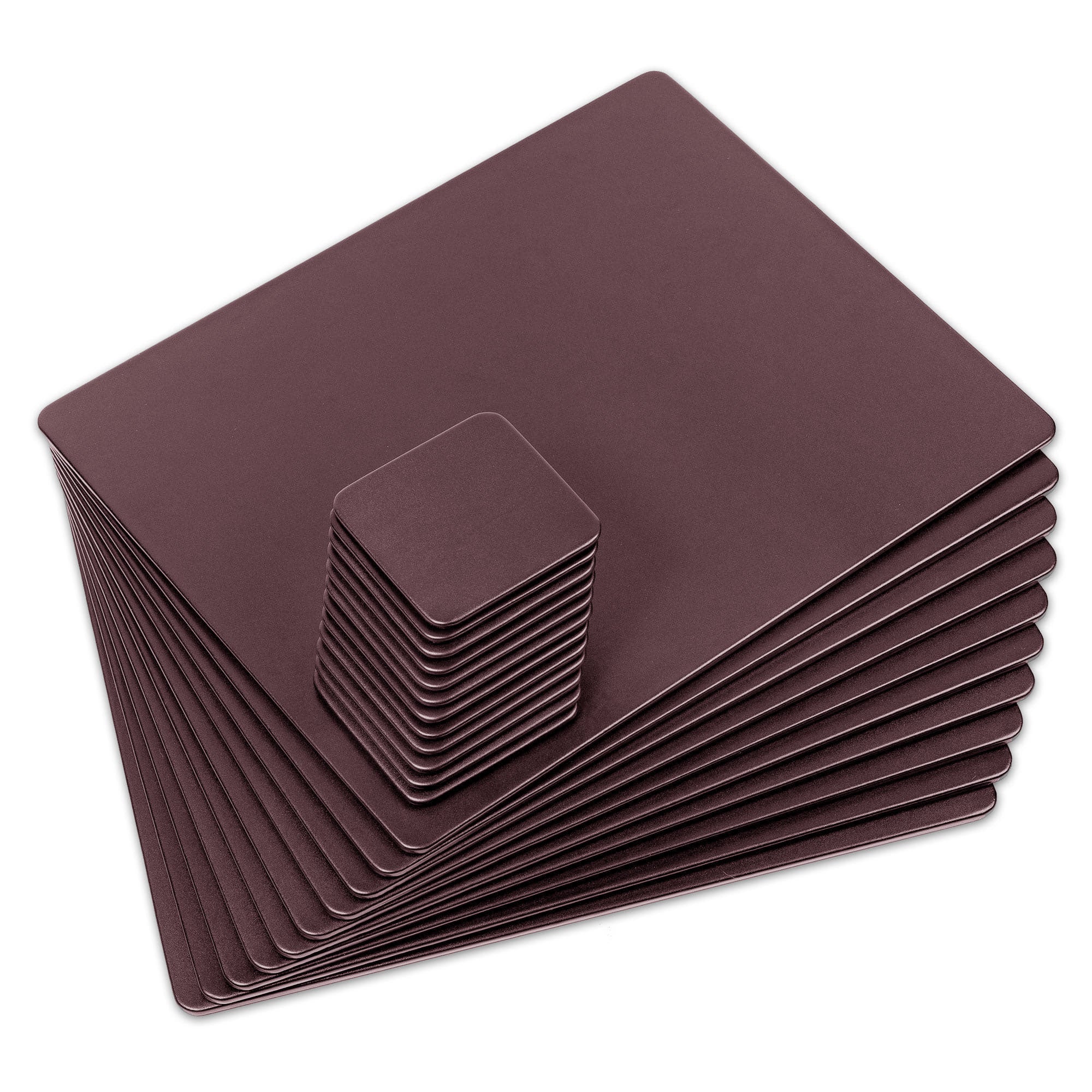 10 Seat Chocolate Brown Leatherette Conference Room Set w/ Square Coasters
